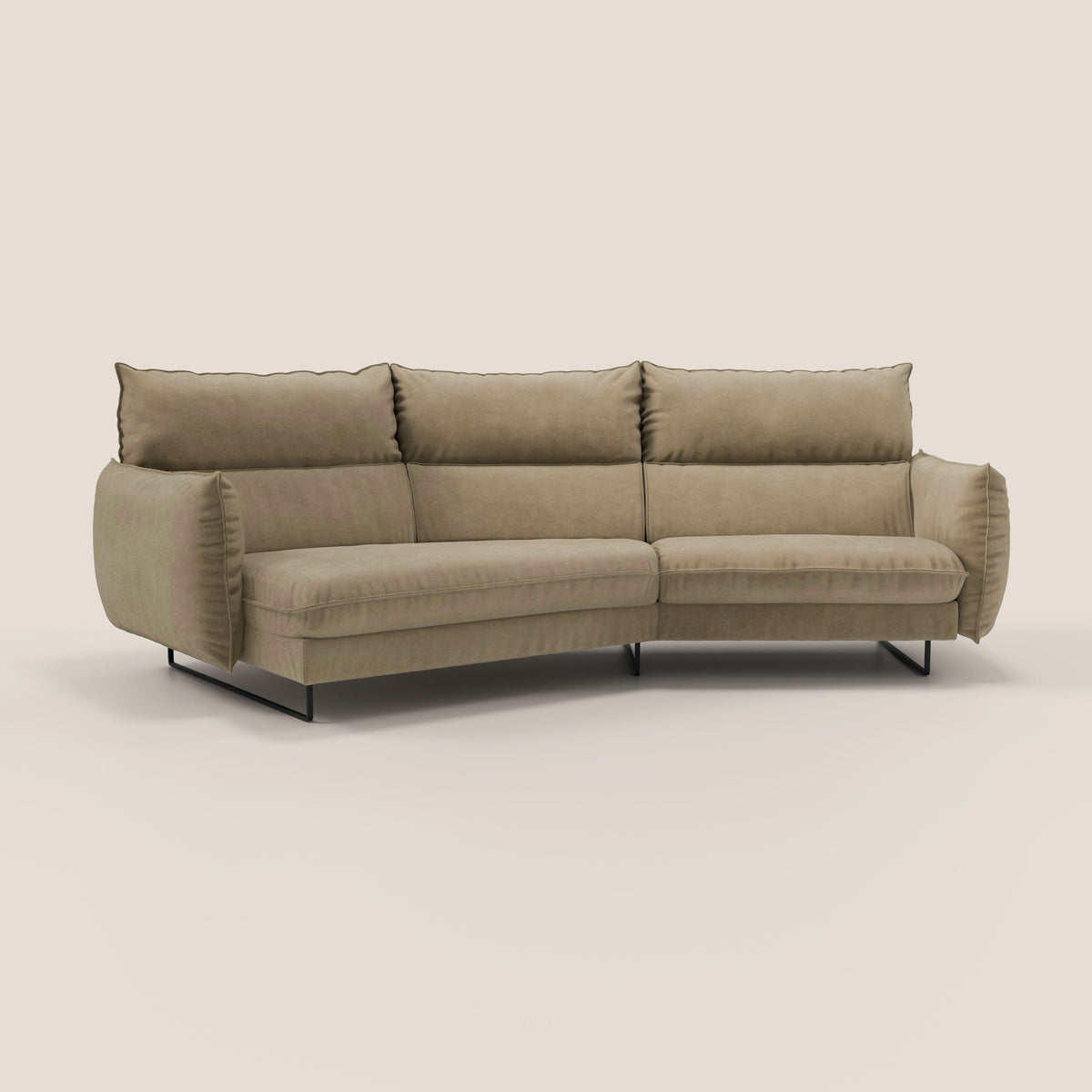 Monamour divano moderno angolare con opzione relax elettrico in microfibra smacchiabile impermeabile T11 beige - divitt.sbs
