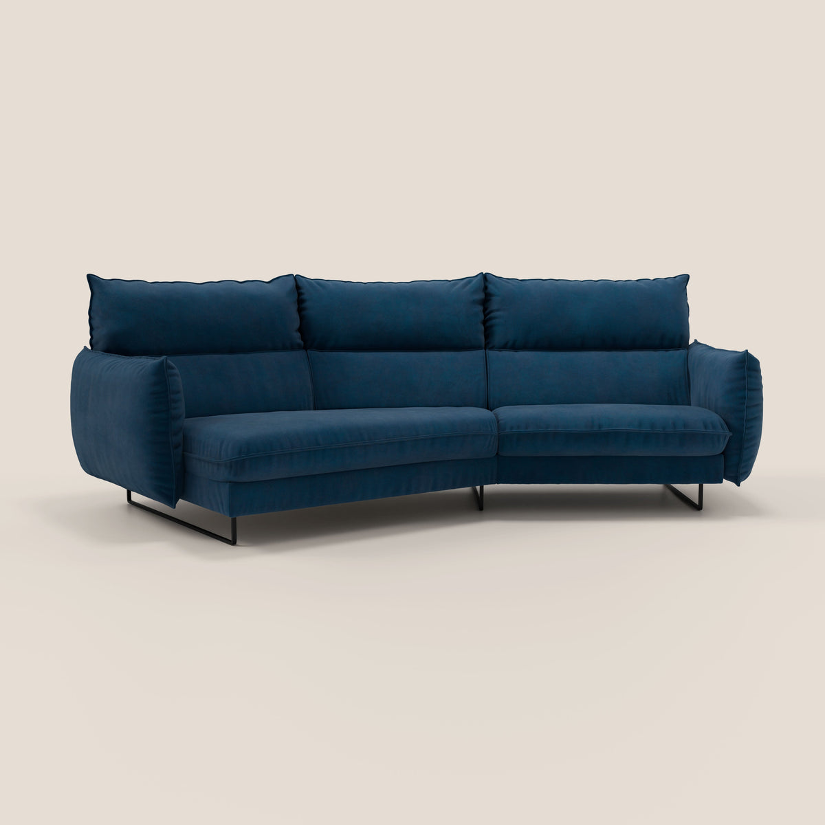 Monamour divano moderno angolare con opzione relax elettrico in microfibra smacchiabile impermeabile T11 blu - divitt.sbs