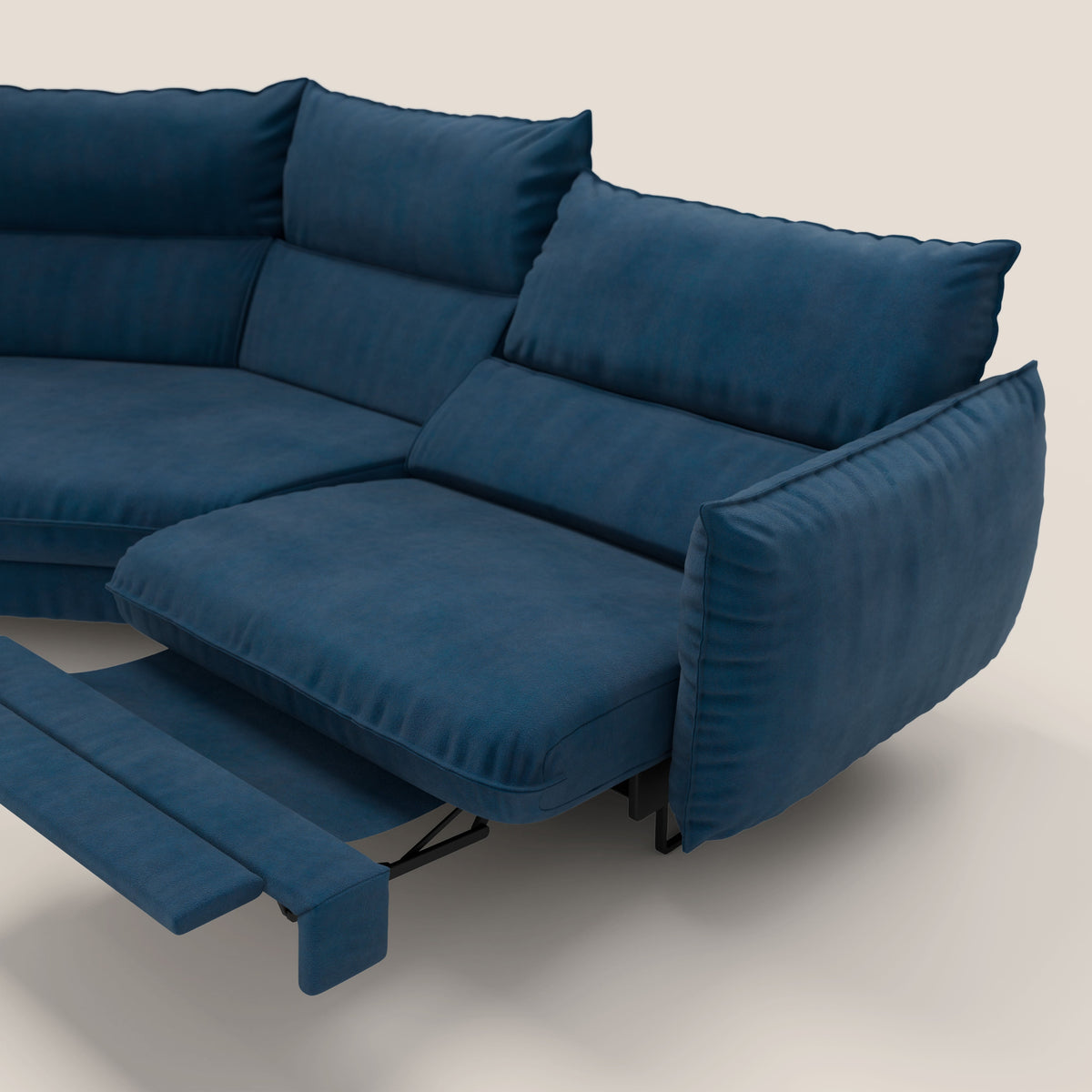 Monamour divano moderno angolare con opzione relax elettrico in microfibra smacchiabile impermeabile T11 blu - divitt.sbs