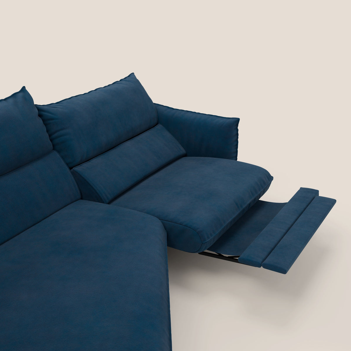 Monamour divano moderno angolare con opzione relax elettrico in microfibra smacchiabile impermeabile T11 blu - divitt.sbs