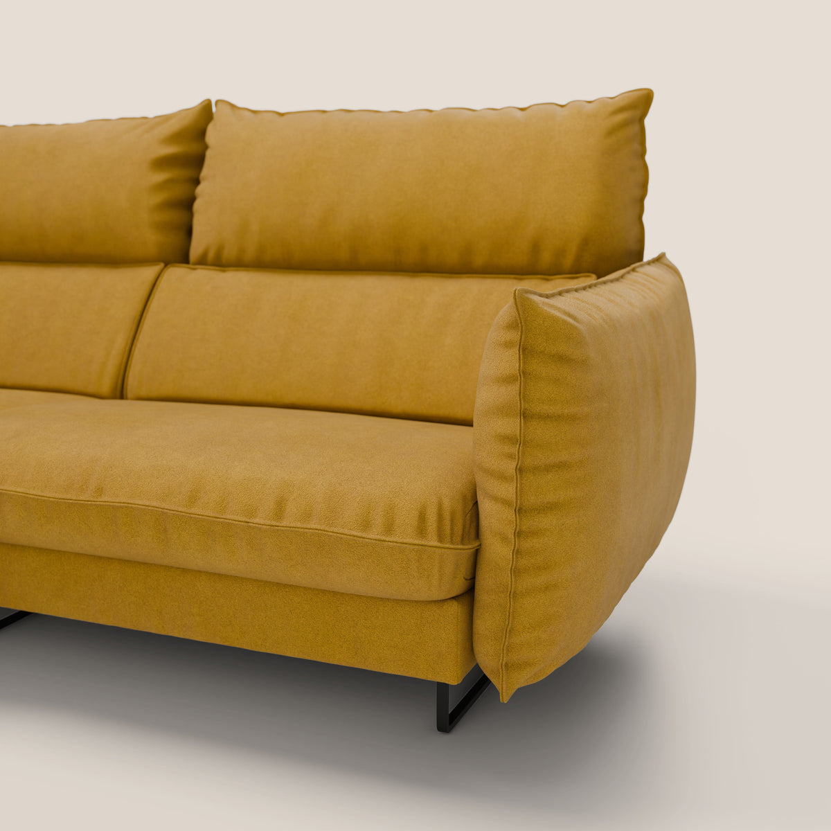Monamour divano moderno angolare con opzione relax elettrico in microfibra smacchiabile impermeabile T11 giallo - divitt.sbs