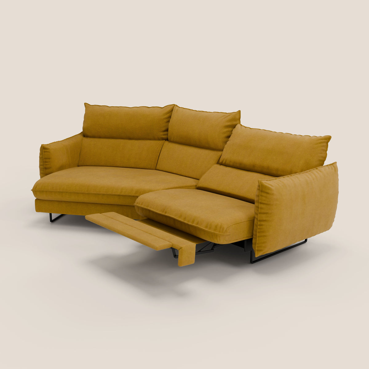 Monamour divano moderno angolare con opzione relax elettrico in microfibra smacchiabile impermeabile T11 giallo - divitt.sbs