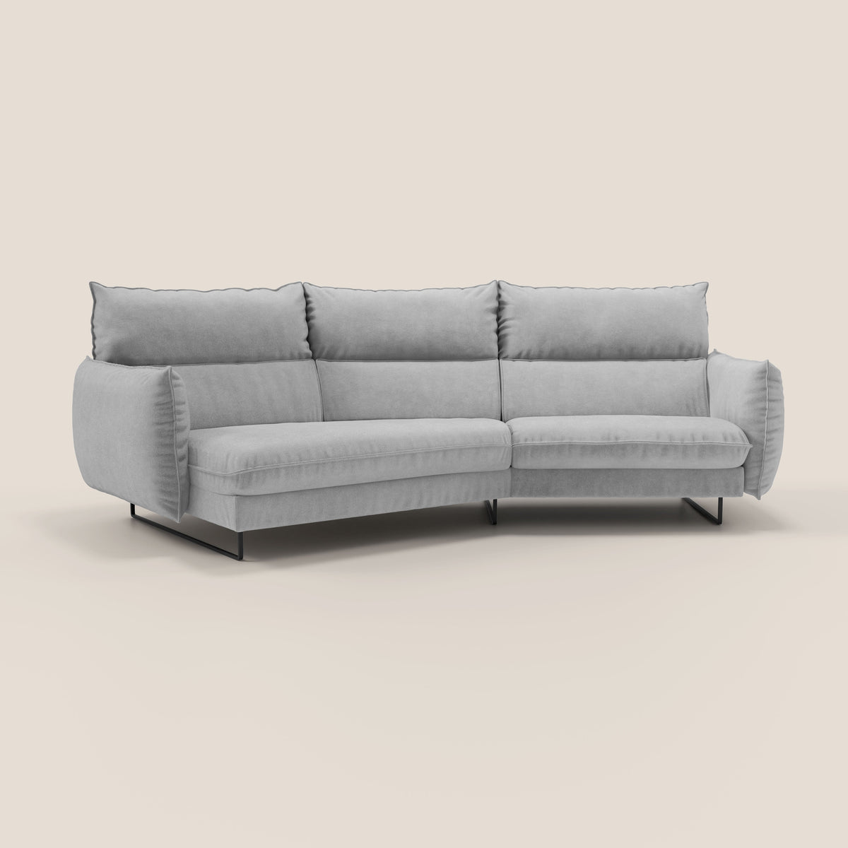 Monamour divano moderno angolare con opzione relax elettrico in microfibra smacchiabile impermeabile T11 grigio chiaro - divitt.sbs