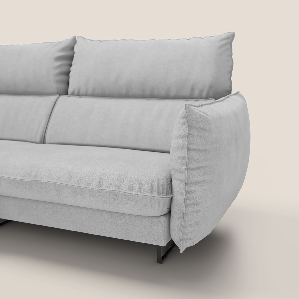 Monamour divano moderno angolare con opzione relax elettrico in microfibra smacchiabile impermeabile T11 grigio chiaro - divitt.sbs