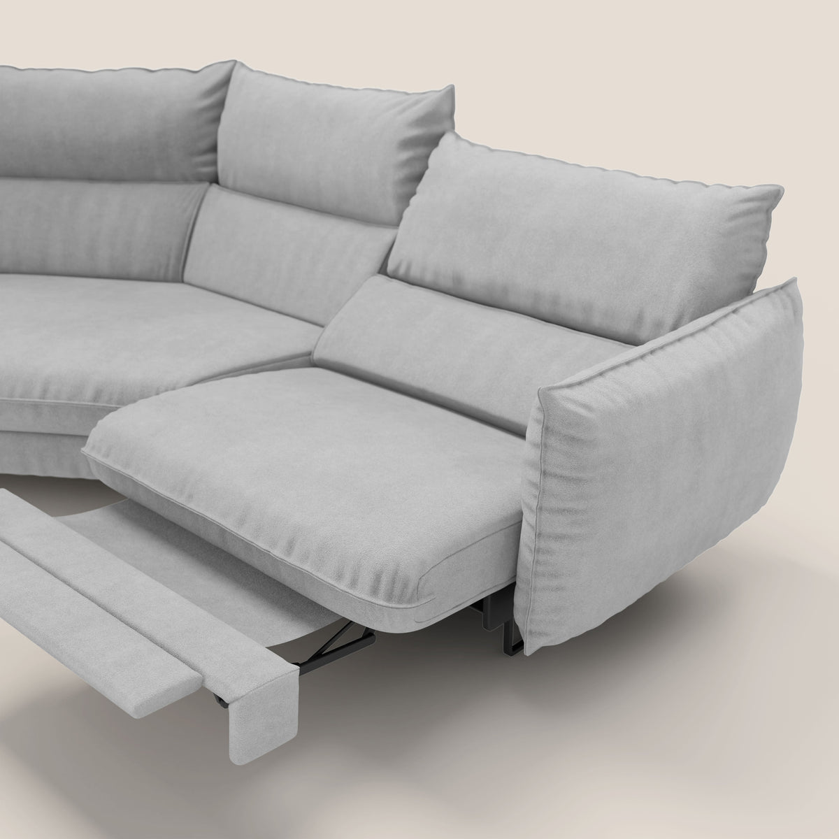 Monamour divano moderno angolare con opzione relax elettrico in microfibra smacchiabile impermeabile T11 grigio chiaro - divitt.sbs
