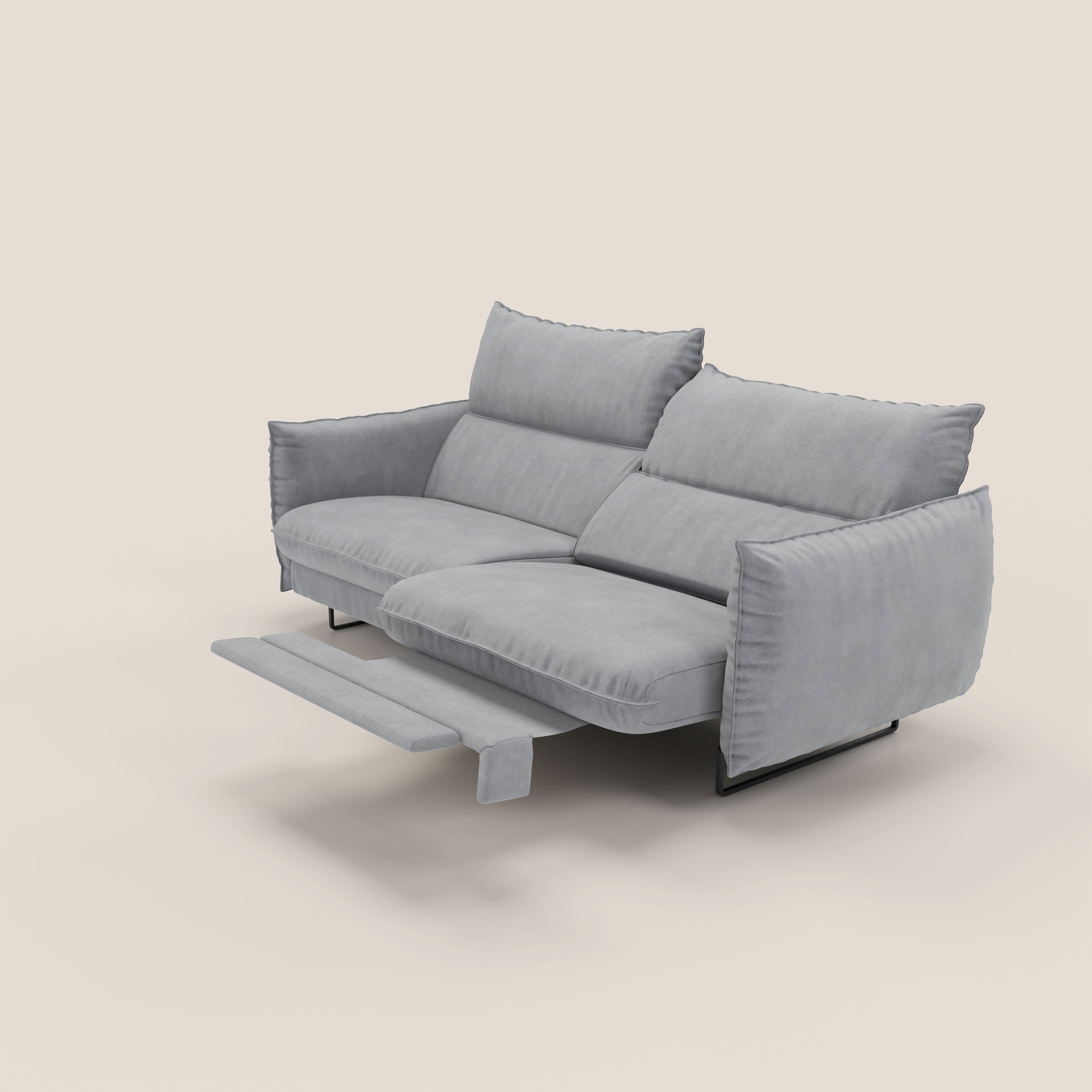 Monamour Divano dal design moderno con opzione relax elettrico in microfibra smacchiabile impermeabile T11 grigio - divitt.sbs