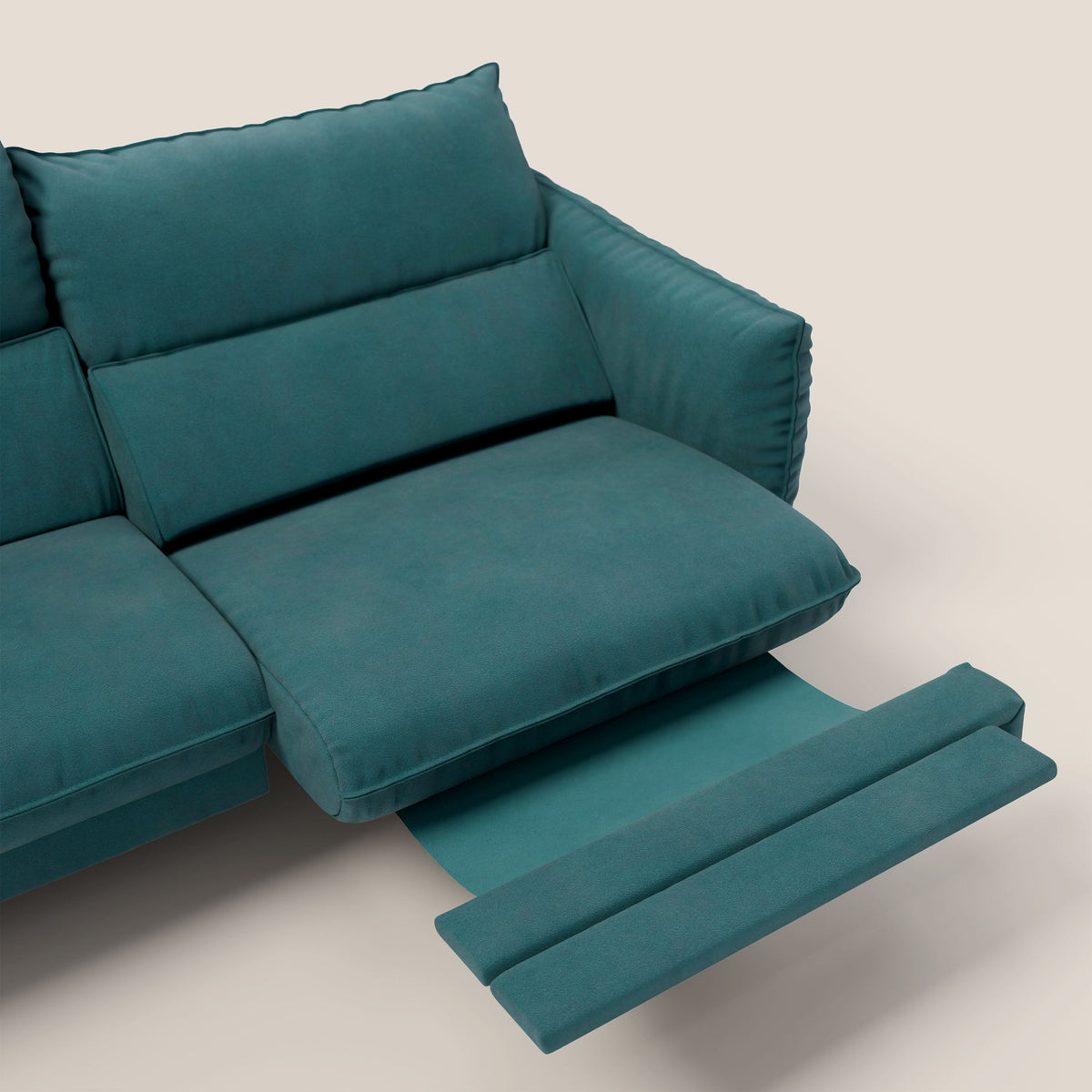 Monamour Divano dal design moderno con opzione relax elettrico in microfibra smacchiabile impermeabile T11 petrolio - divitt.sbs