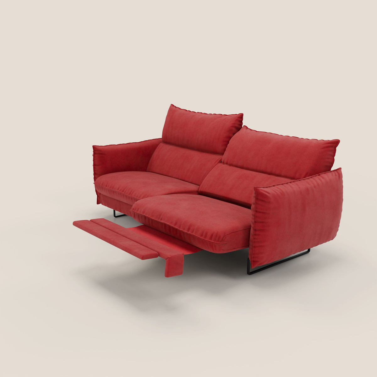 Monamour Divano dal design moderno con opzione relax elettrico in microfibra smacchiabile impermeabile T11 rosso - divitt.sbs