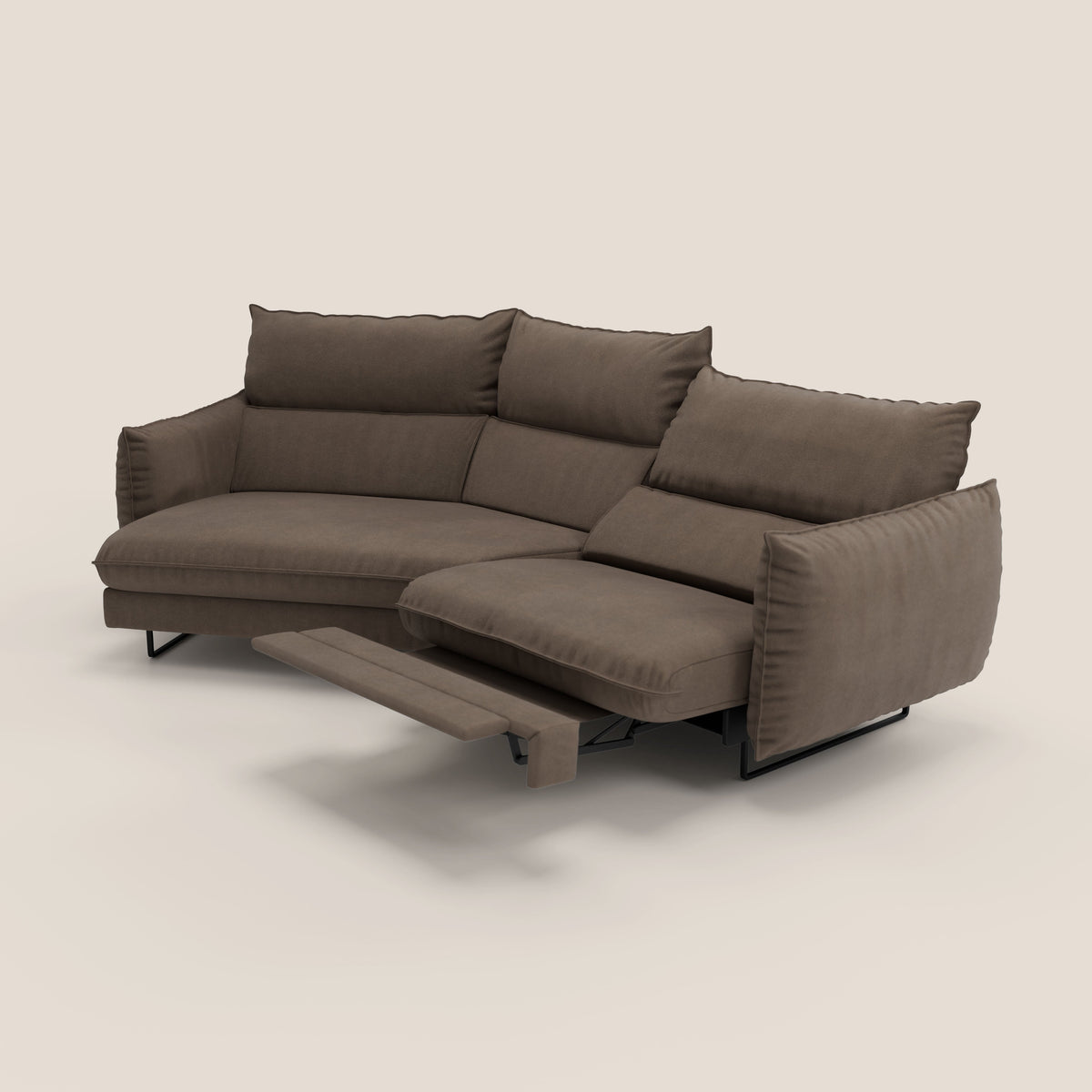Monamour divano moderno angolare con opzione relax elettrico in microfibra smacchiabile impermeabile T11 marrone - divitt.sbs