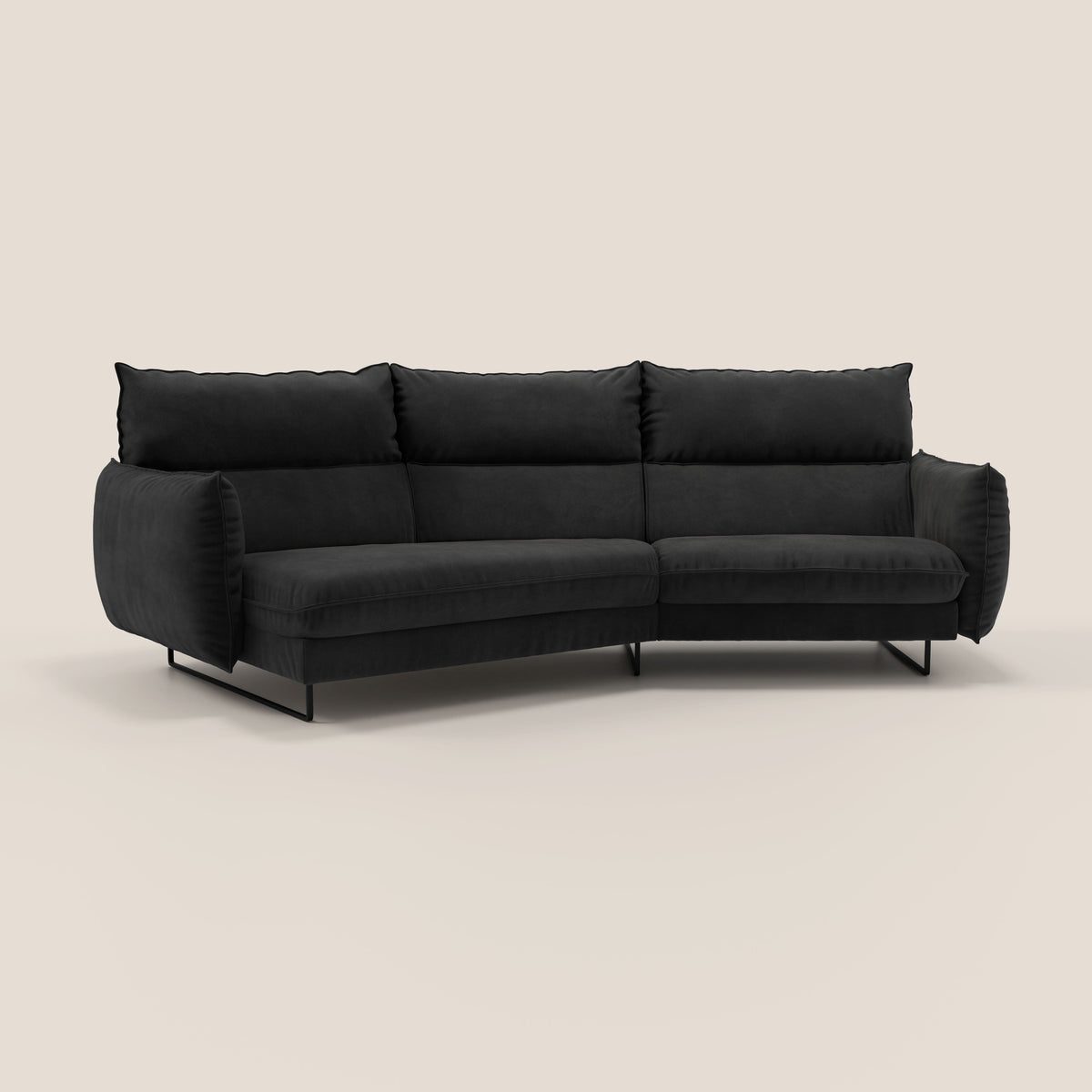 Monamour divano moderno angolare con opzione relax elettrico in microfibra smacchiabile impermeabile T11 nero - divitt.sbs