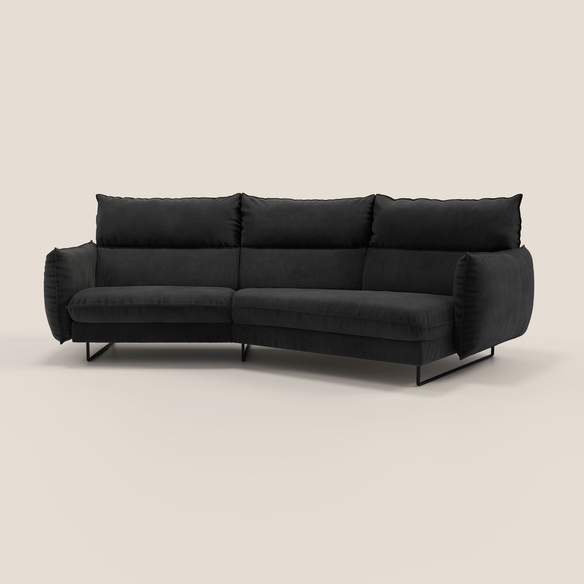 Monamour divano moderno angolare con opzione relax elettrico in microfibra smacchiabile impermeabile T11 nero - divitt.sbs