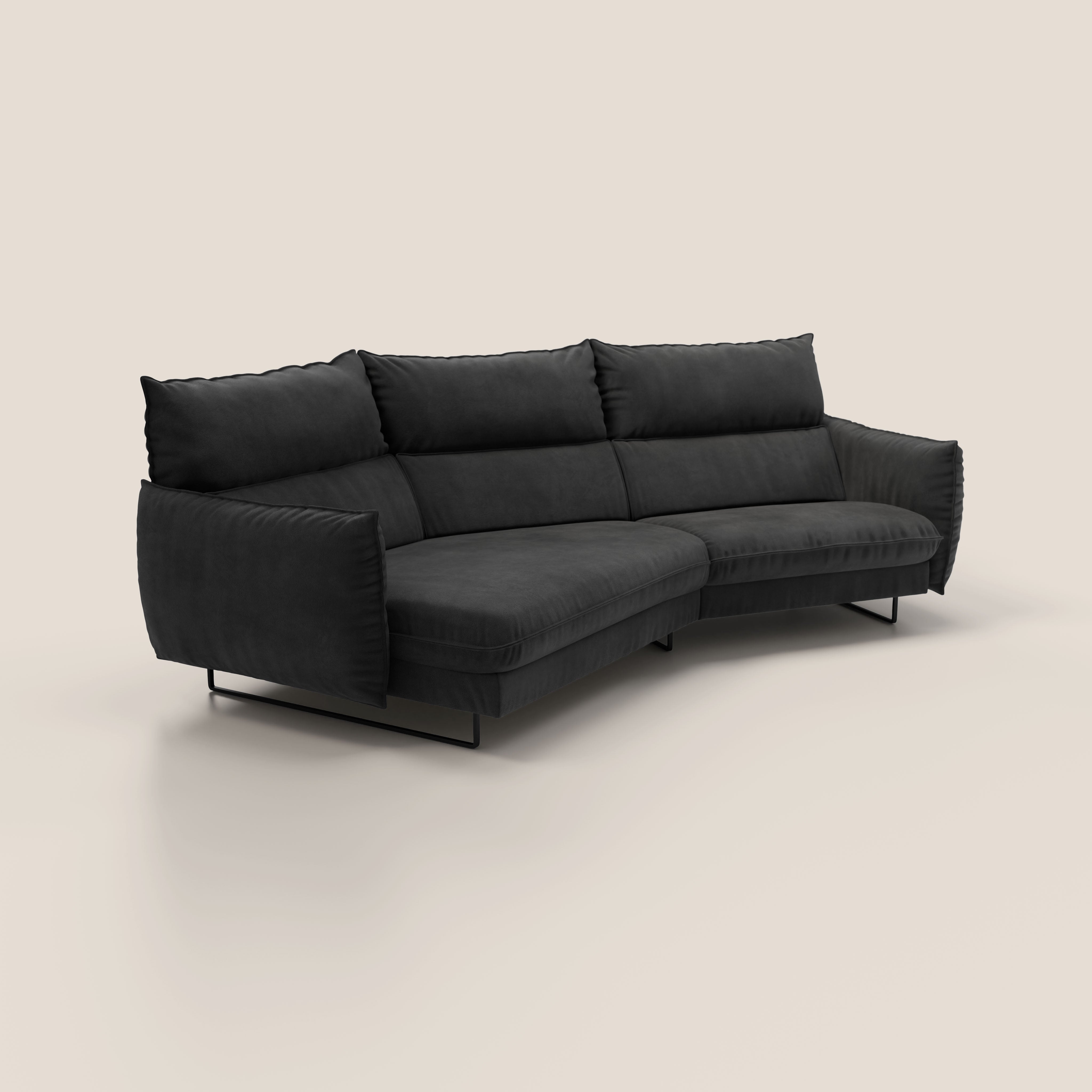 Monamour divano moderno angolare con opzione relax elettrico in microfibra smacchiabile impermeabile T11 nero - divitt.sbs