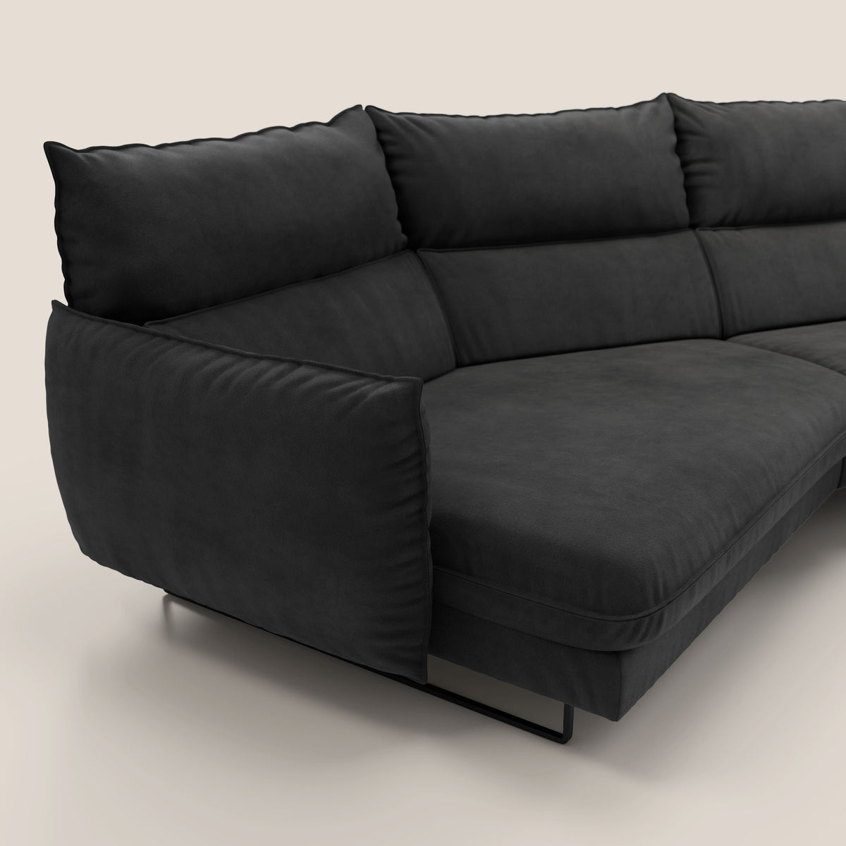 Monamour divano moderno angolare con opzione relax elettrico in microfibra smacchiabile impermeabile T11 nero - divitt.sbs