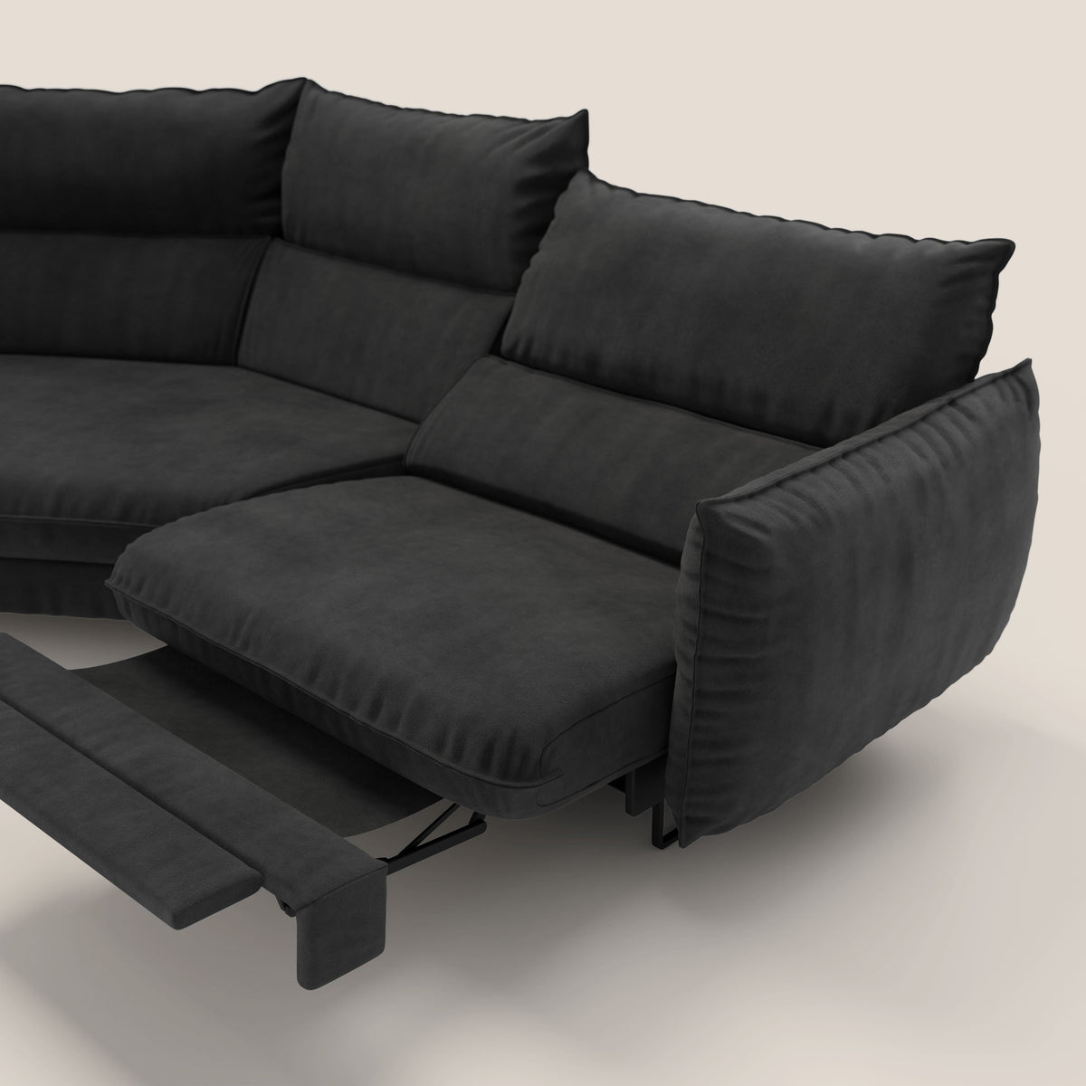 Monamour divano moderno angolare con opzione relax elettrico in microfibra smacchiabile impermeabile T11 nero - divitt.sbs