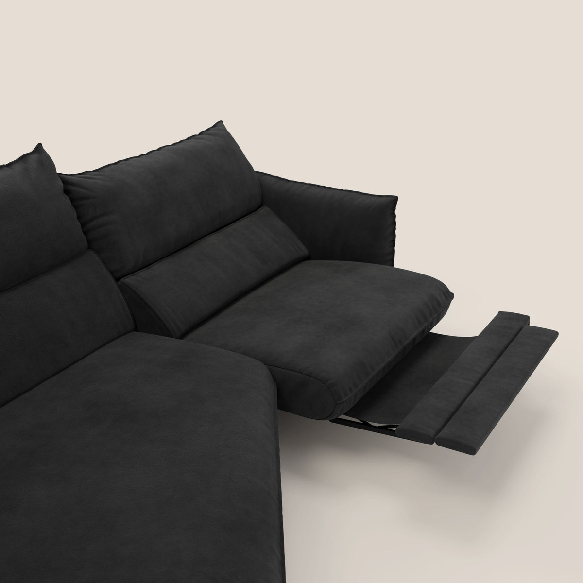 Monamour divano moderno angolare con opzione relax elettrico in microfibra smacchiabile impermeabile T11 nero - divitt.sbs