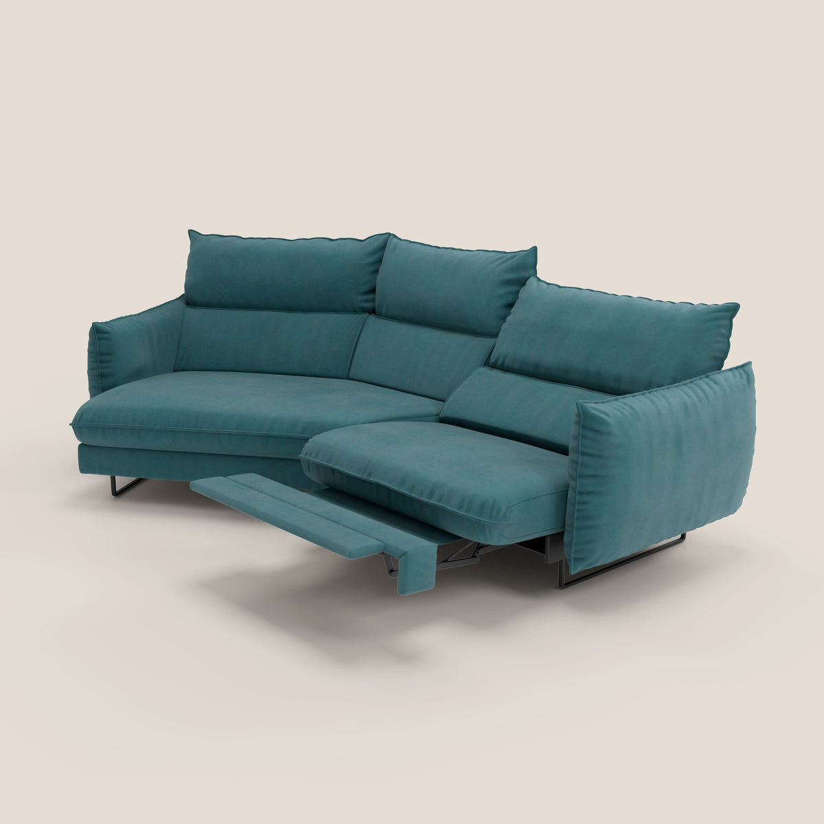 Monamour divano moderno angolare con opzione relax elettrico in microfibra smacchiabile impermeabile T11 petrolio - divitt.sbs