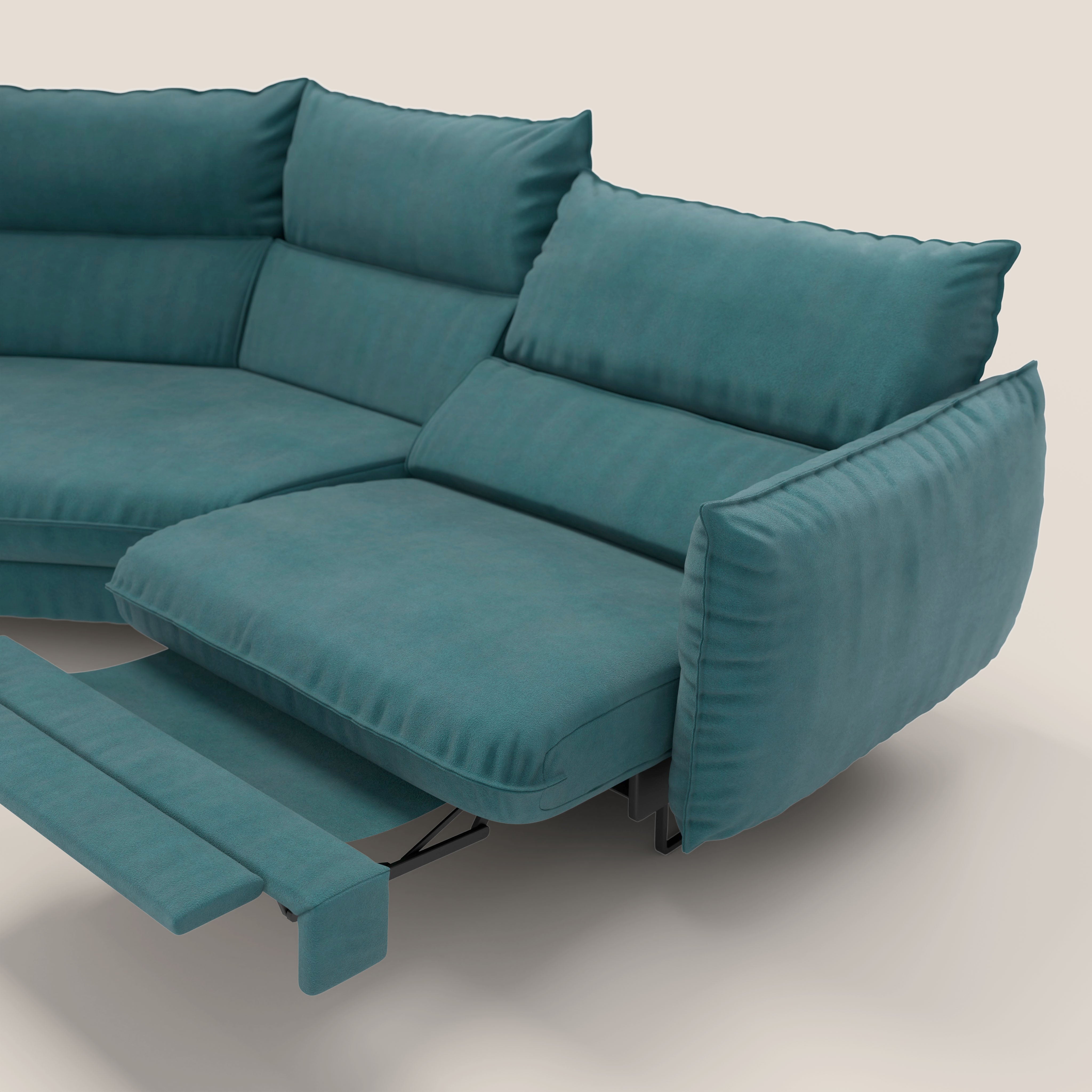 Monamour divano moderno angolare con opzione relax elettrico in microfibra smacchiabile impermeabile T11 petrolio - divitt.sbs