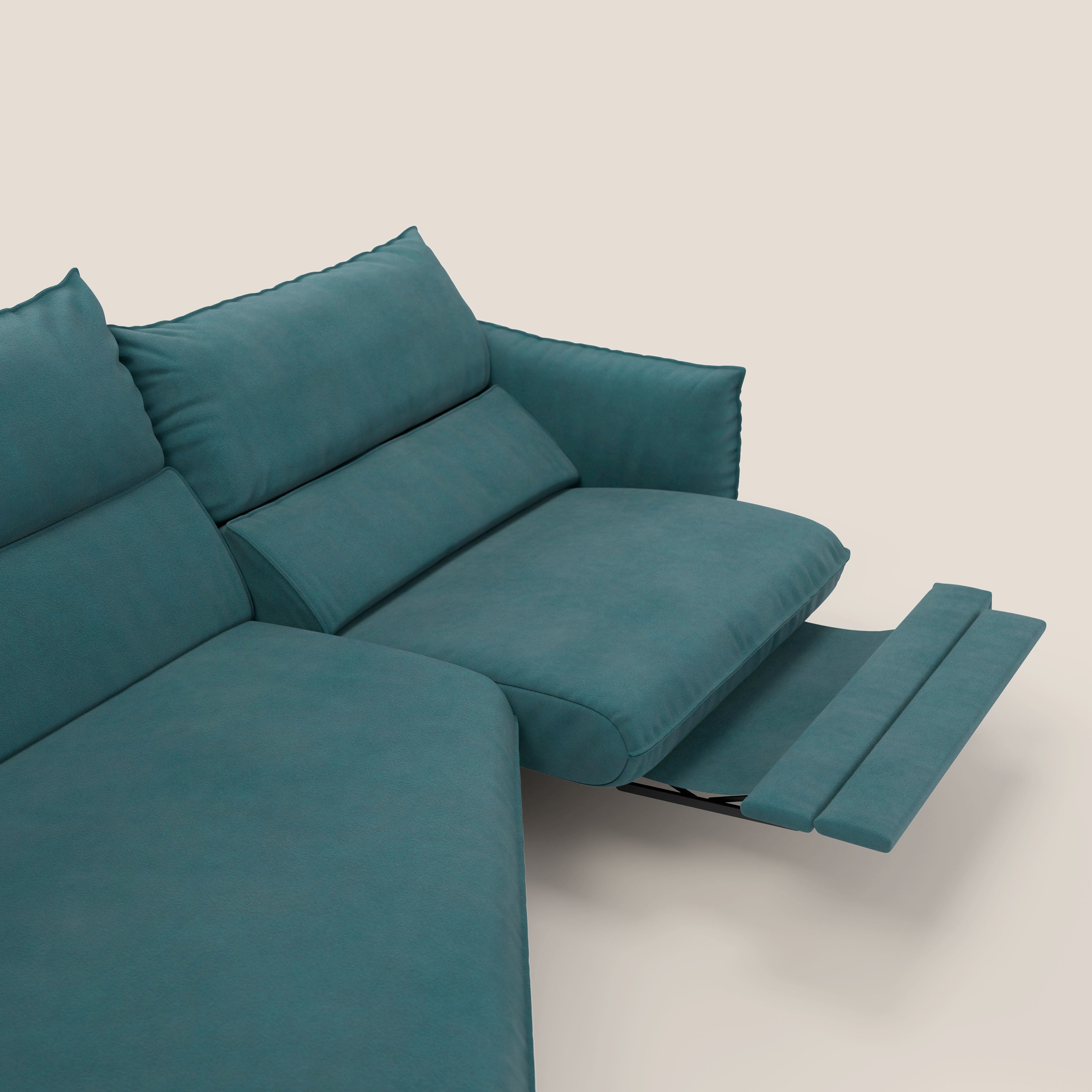 Monamour divano moderno angolare con opzione relax elettrico in microfibra smacchiabile impermeabile T11 petrolio - divitt.sbs