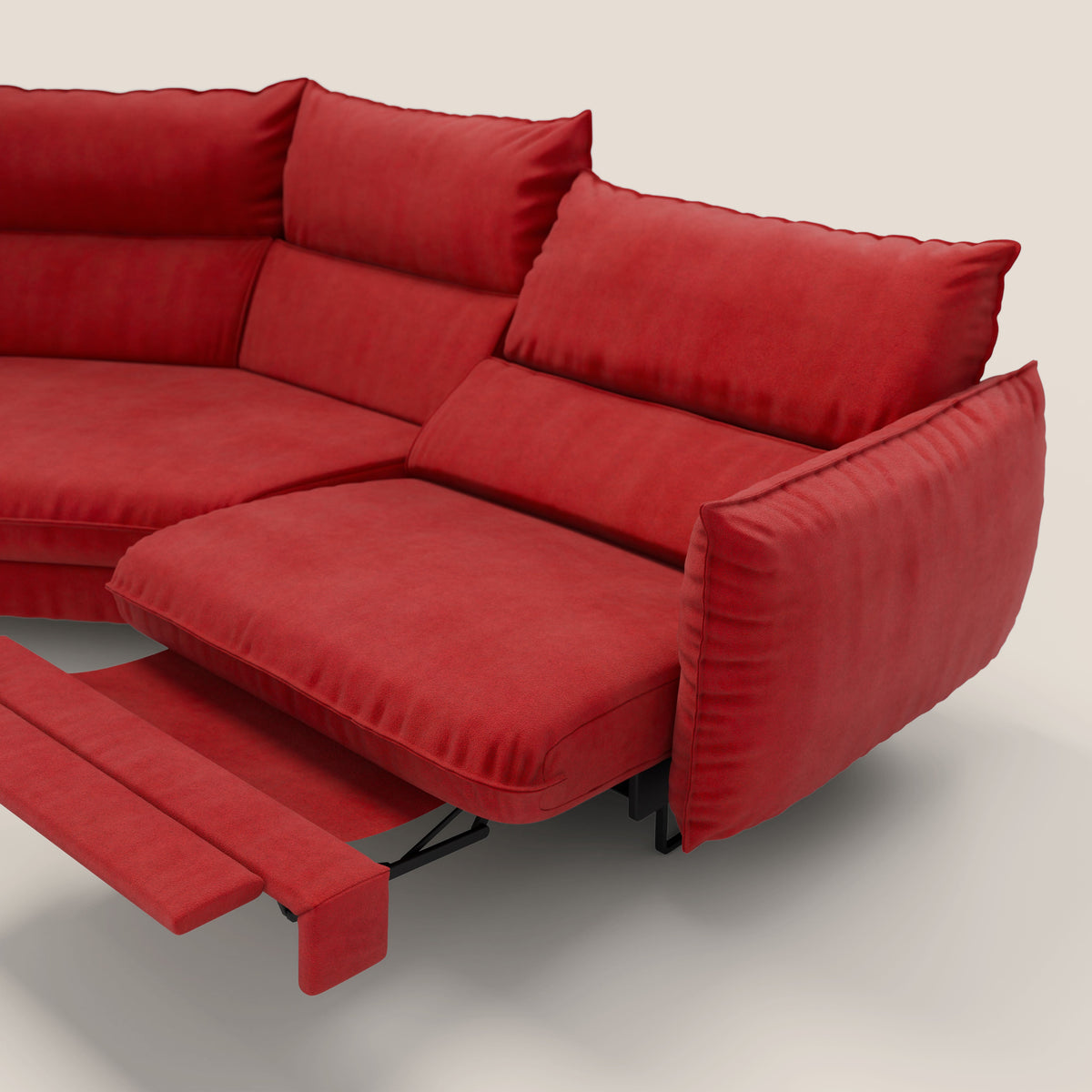 Monamour divano moderno angolare con opzione relax elettrico in microfibra smacchiabile impermeabile T11 rosso - divitt.sbs