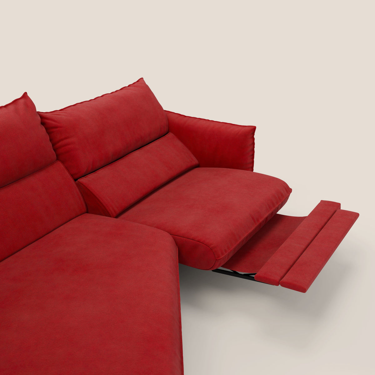 Monamour divano moderno angolare con opzione relax elettrico in microfibra smacchiabile impermeabile T11 rosso - divitt.sbs