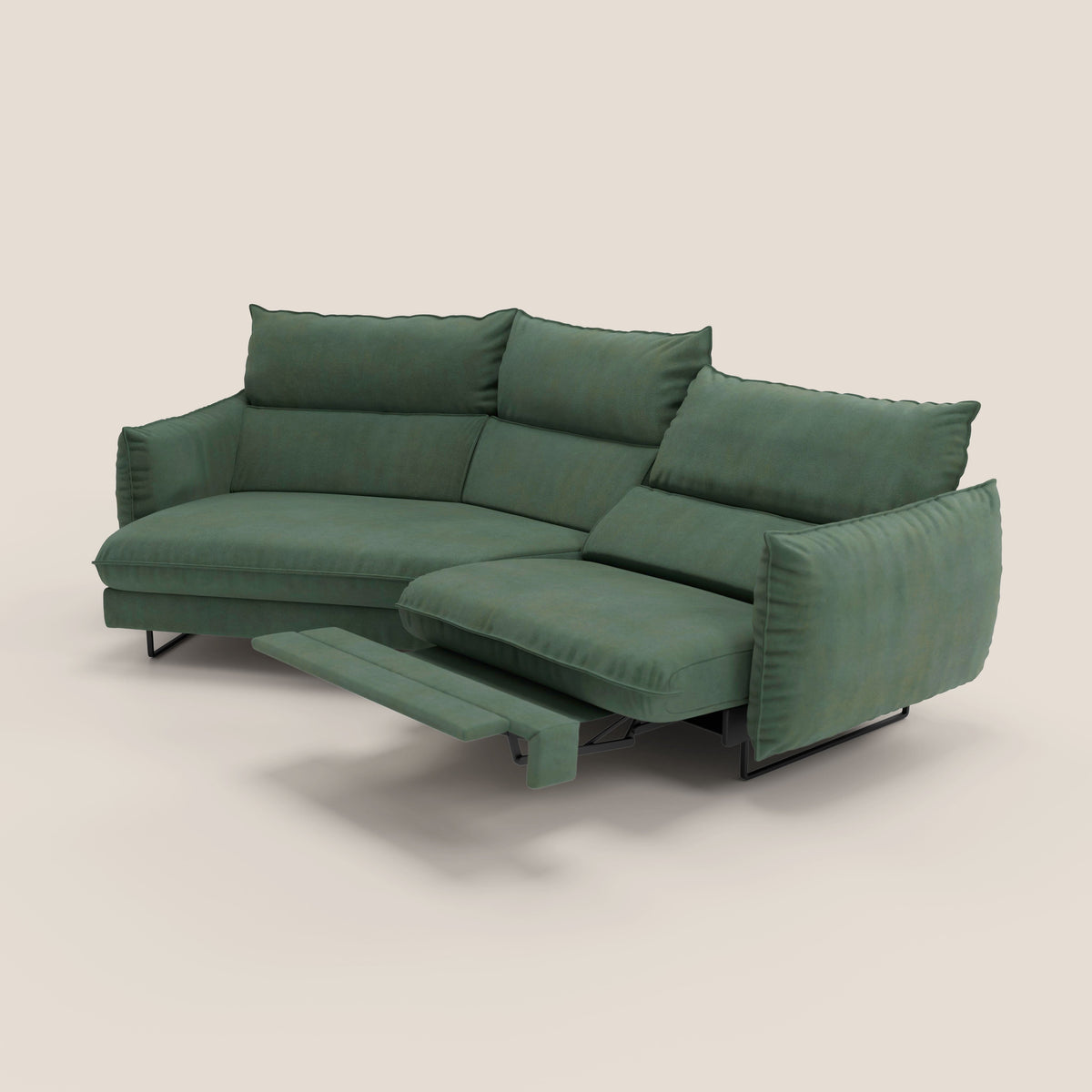 Monamour divano moderno angolare con opzione relax elettrico in microfibra smacchiabile impermeabile T11 verde - divitt.sbs