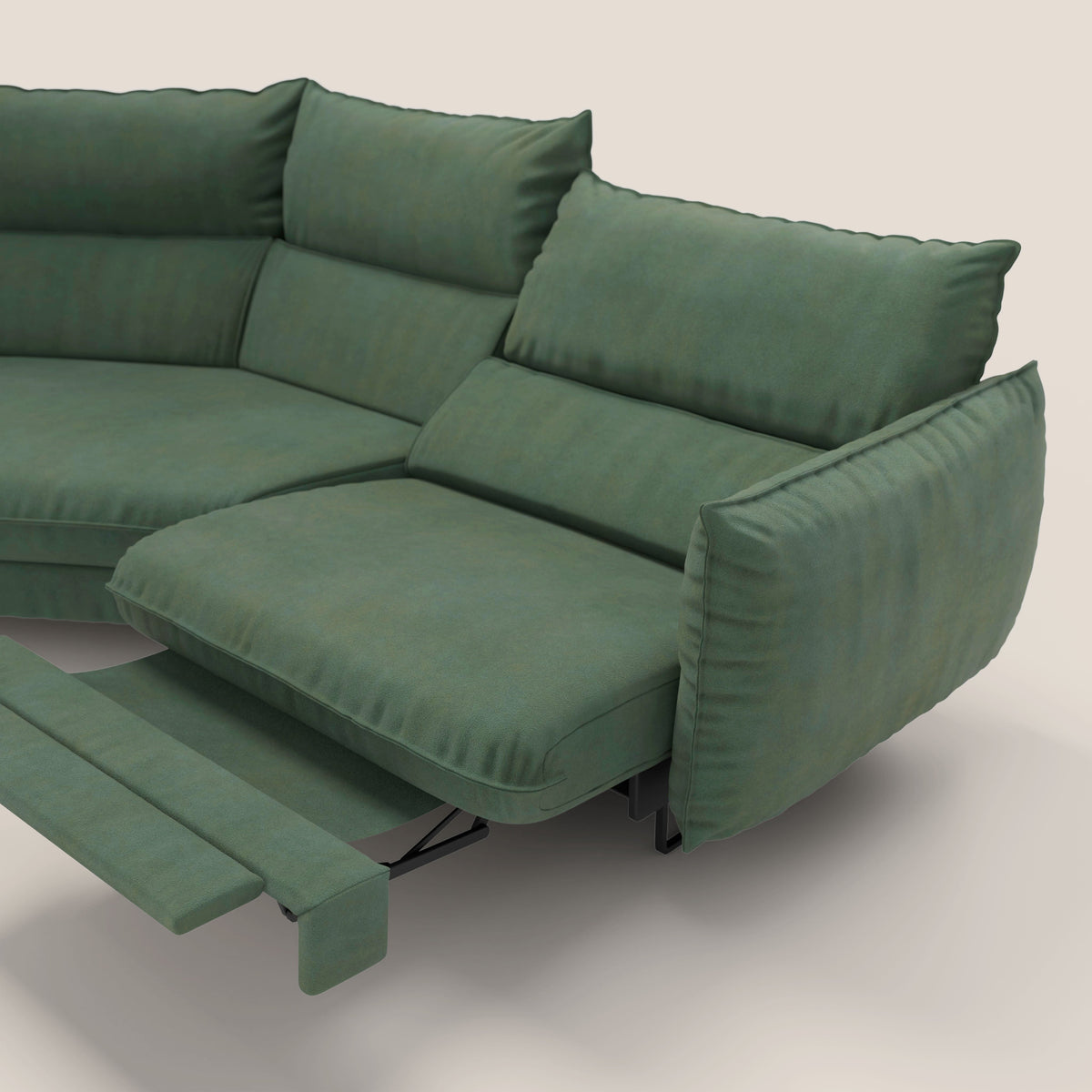 Monamour divano moderno angolare con opzione relax elettrico in microfibra smacchiabile impermeabile T11 verde - divitt.sbs