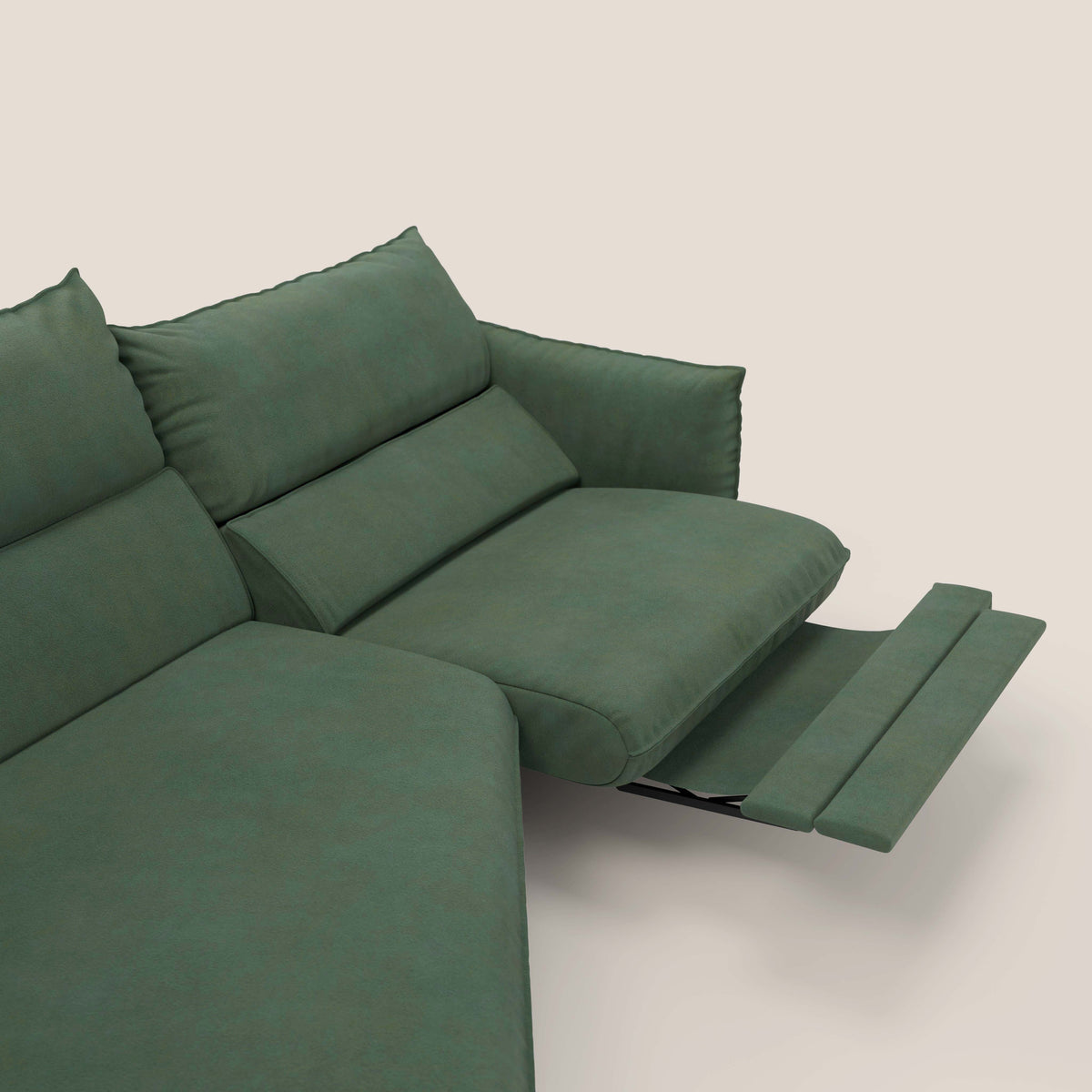 Monamour divano moderno angolare con opzione relax elettrico in microfibra smacchiabile impermeabile T11 verde - divitt.sbs