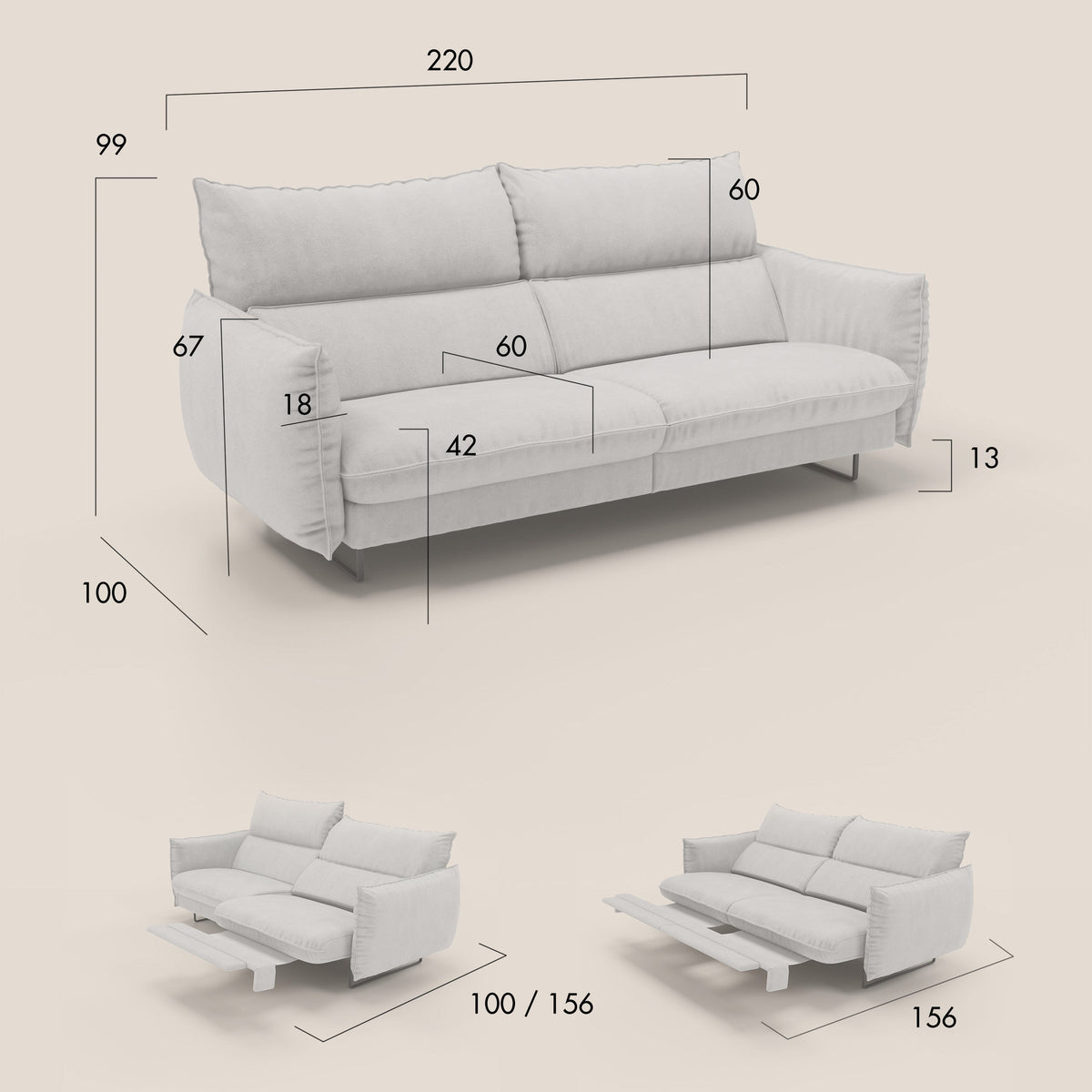Monamour Divano dal design moderno con opzione relax elettrico in microfibra smacchiabile impermeabile T11 petrolio - divitt.sbs