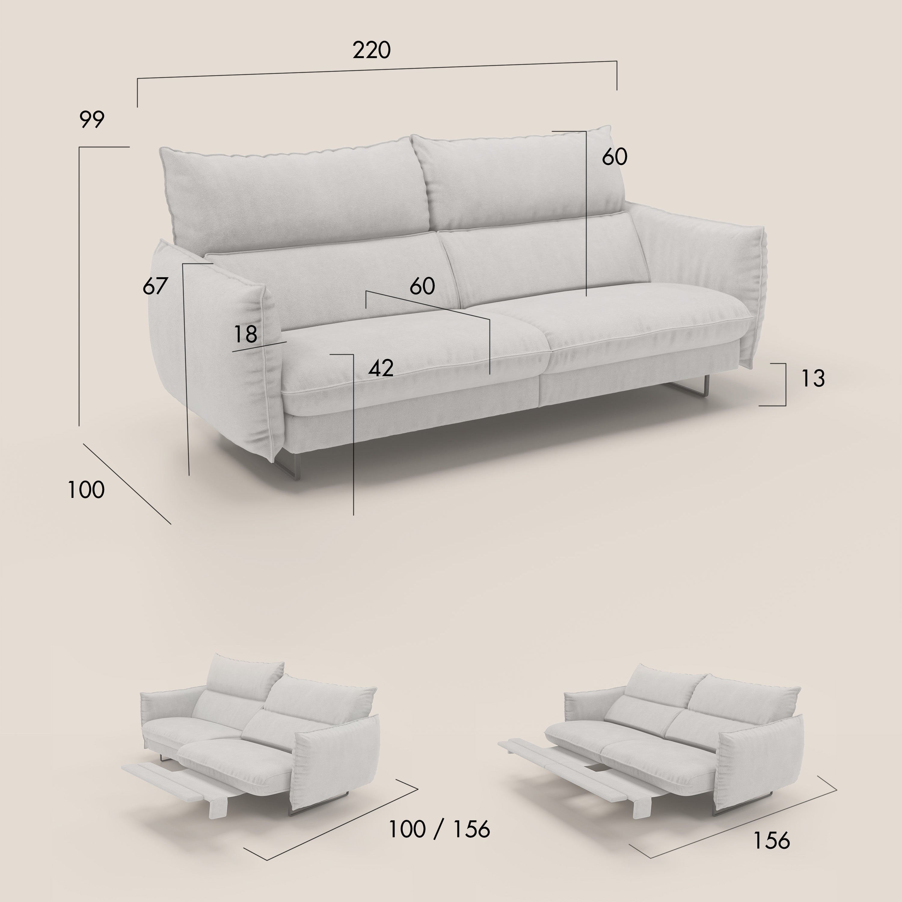 Monamour Divano dal design moderno con opzione relax elettrico in microfibra smacchiabile impermeabile T11 rosso - divitt.sbs