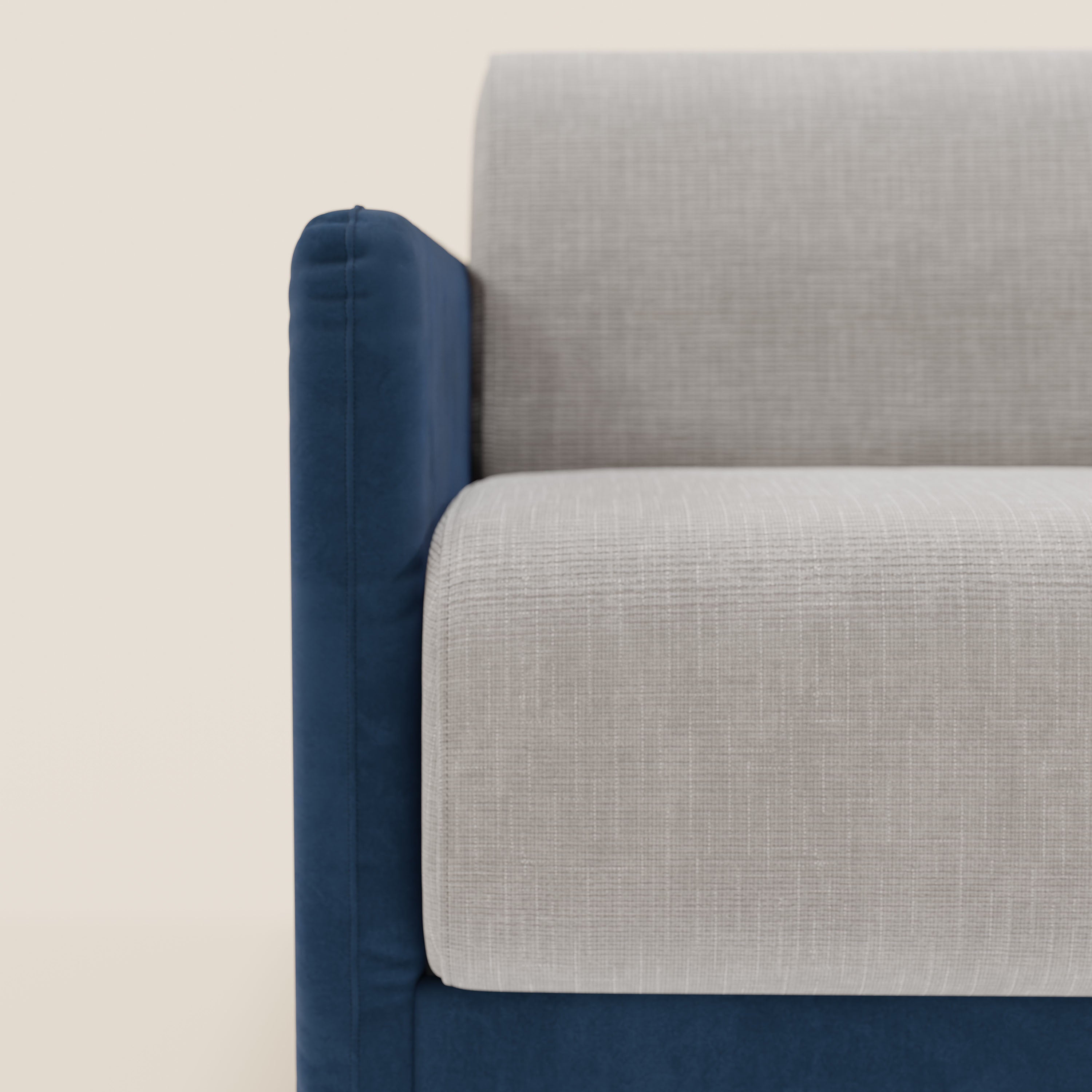 Narciso divano letto angolare con materasso alto 18 cm e penisola contenitore in tessuto bicolore impermeabile T11 e T06 - divitt.sbs