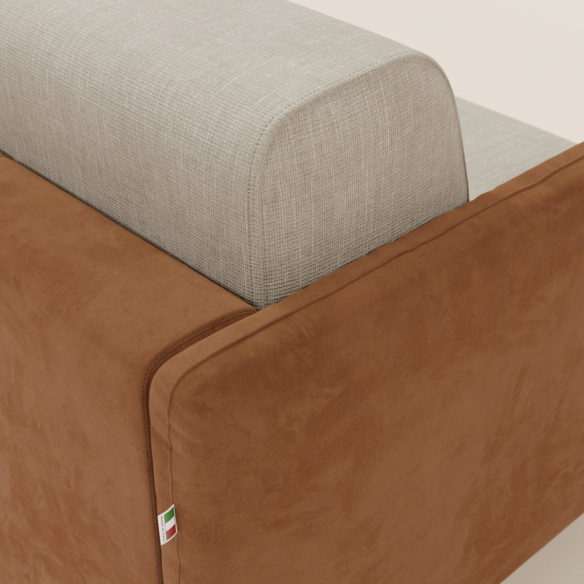 Narciso divano letto angolare con materasso alto 18 cm e penisola contenitore in tessuto bicolore impermeabile T11 e T06 - divitt.sbs