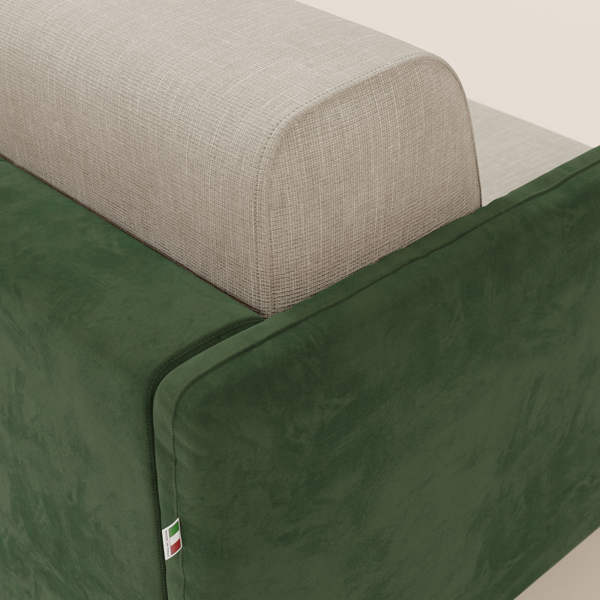 Narciso divano letto angolare con materasso alto 18 cm e penisola contenitore in tessuto bicolore impermeabile T11 e T06 - divitt.sbs