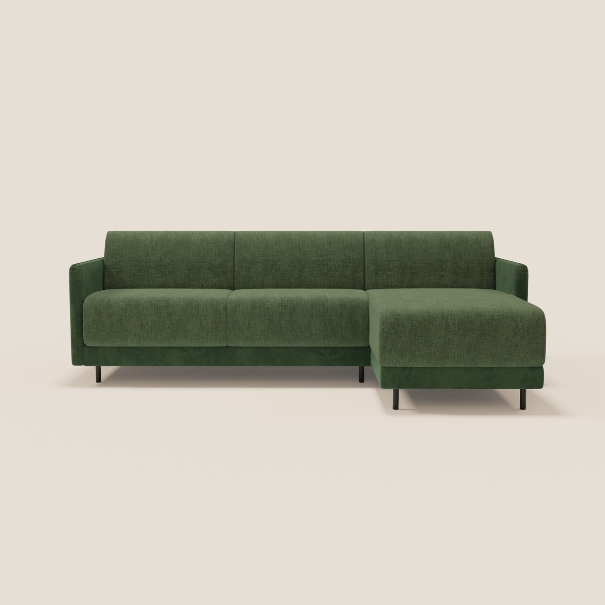 Narciso divano letto angolare con materasso alto 18 cm e penisola contenitore in tessuto bicolore impermeabile T11 e T06 - divitt.sbs