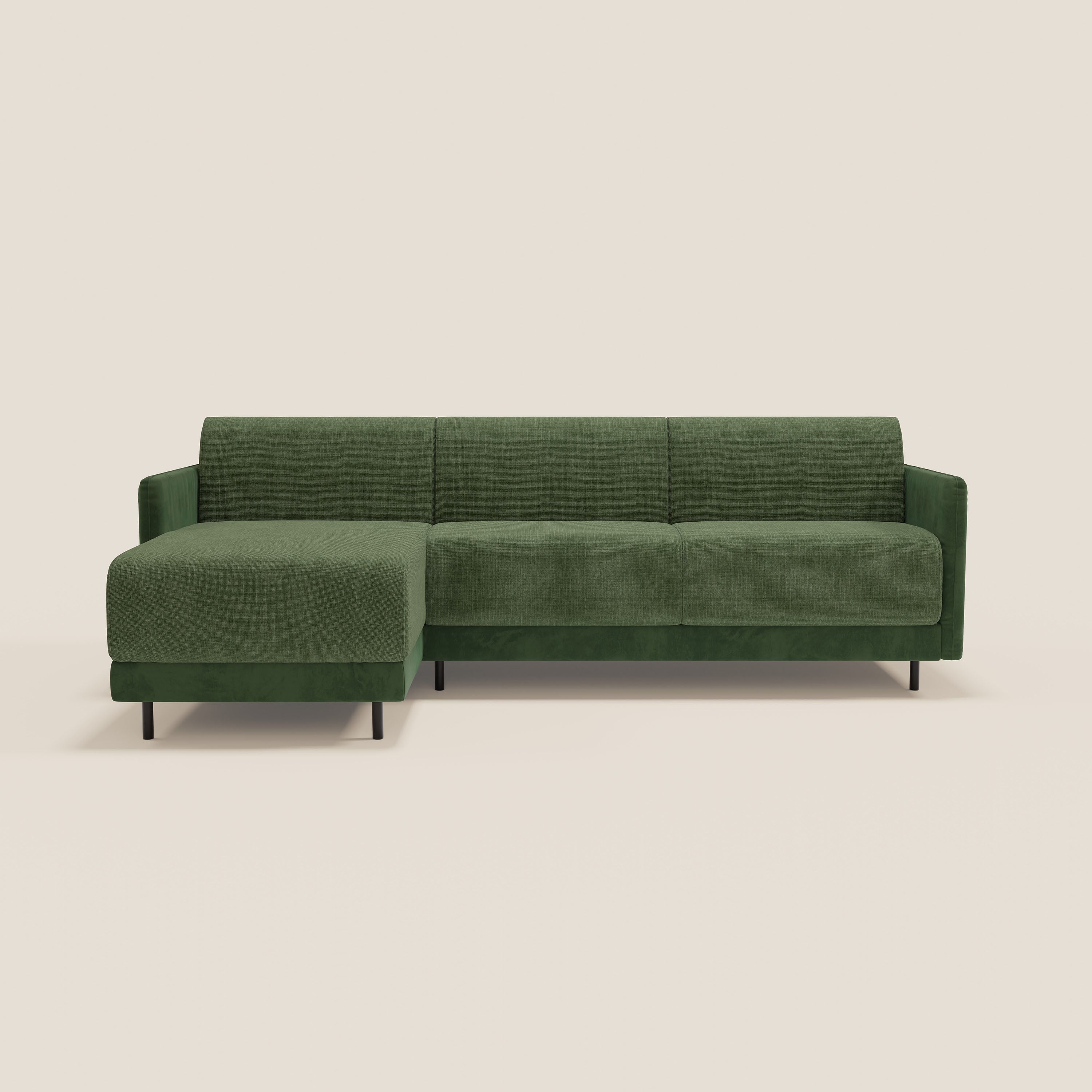 Narciso divano letto angolare con materasso alto 18 cm e penisola contenitore in tessuto bicolore impermeabile T11 e T06 - divitt.sbs