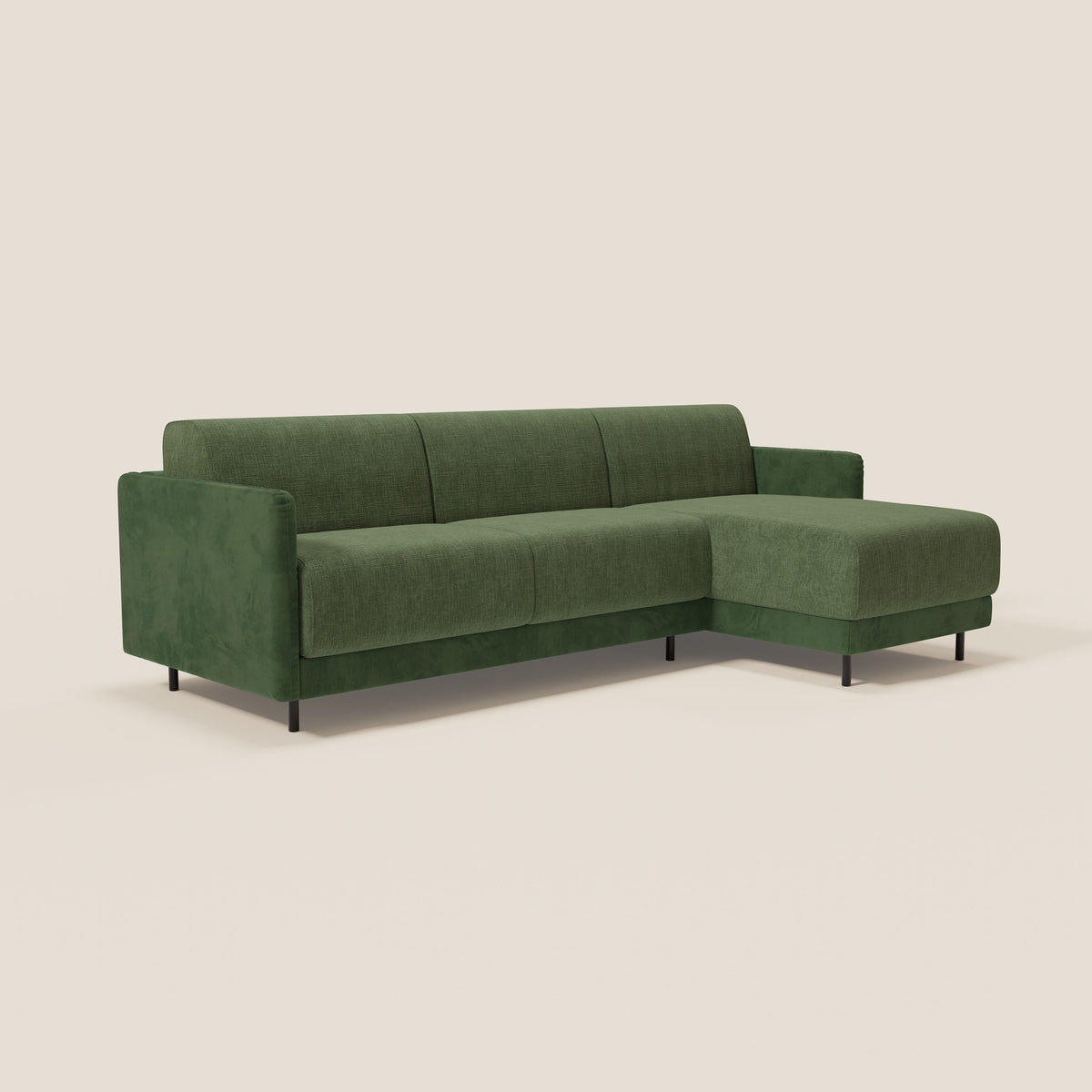 Narciso divano letto angolare con materasso alto 18 cm e penisola contenitore in tessuto bicolore impermeabile T11 e T06 - divitt.sbs