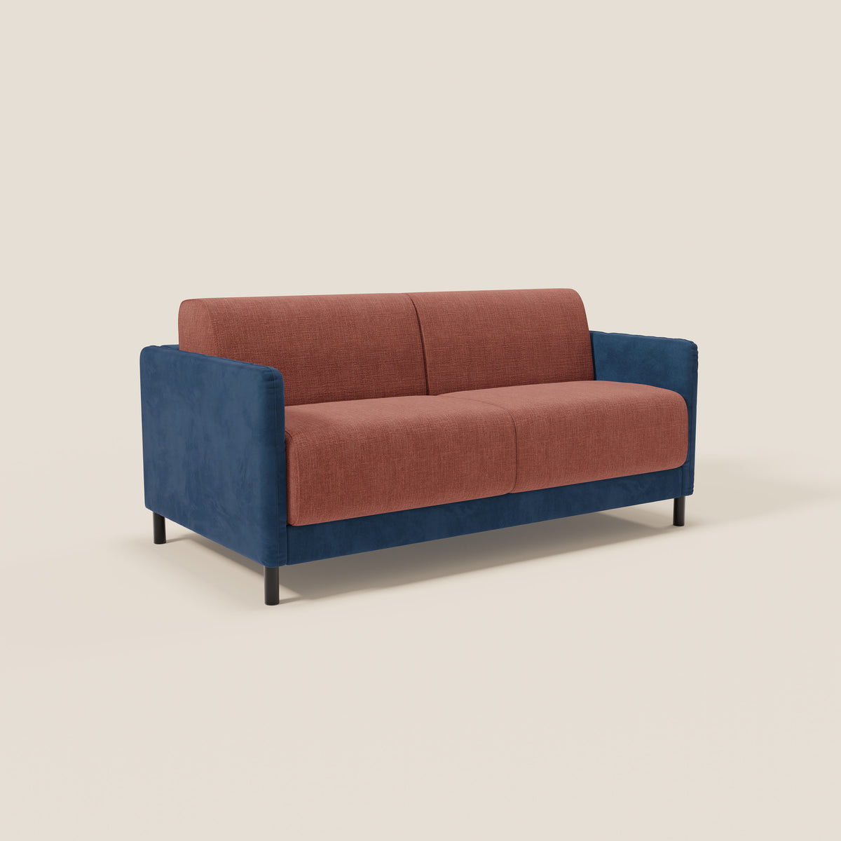 Narciso divano letto desing con materasso H18 cm bicolore con struttura in microfibra smacchiabile e imbottiture in elegante tessuto impermeabile T06 - divitt.sbs