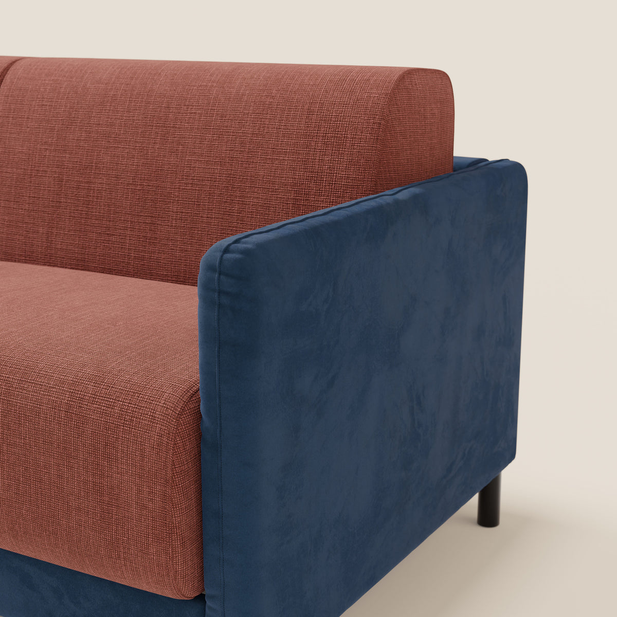 Narciso divano letto desing con materasso H18 cm bicolore con struttura in microfibra smacchiabile e imbottiture in elegante tessuto impermeabile T06 - divitt.sbs