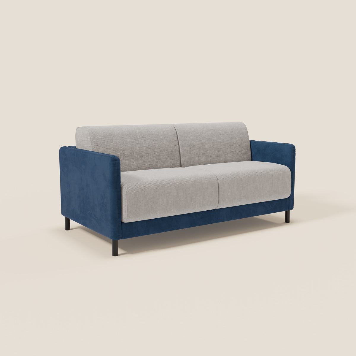 Narciso divano letto desing con materasso H18 cm bicolore con struttura in microfibra smacchiabile e imbottiture in elegante tessuto impermeabile T06 - divitt.sbs