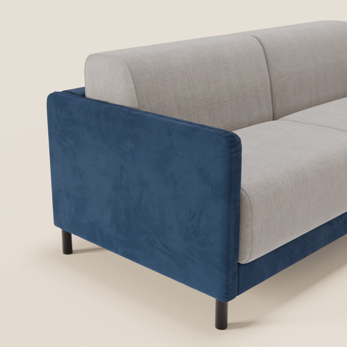 Narciso divano letto desing con materasso H18 cm bicolore con struttura in microfibra smacchiabile e imbottiture in elegante tessuto impermeabile T06 - divitt.sbs