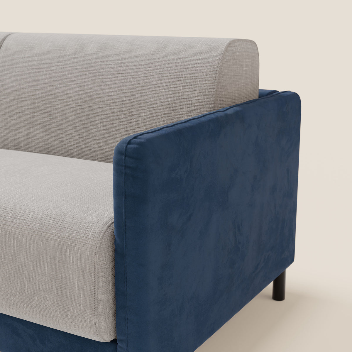 Narciso divano letto desing con materasso H18 cm bicolore con struttura in microfibra smacchiabile e imbottiture in elegante tessuto impermeabile T06 - divitt.sbs