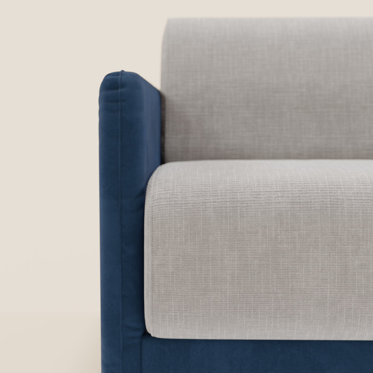 Narciso divano letto desing con materasso H18 cm bicolore con struttura in microfibra smacchiabile e imbottiture in elegante tessuto impermeabile T06 - divitt.sbs