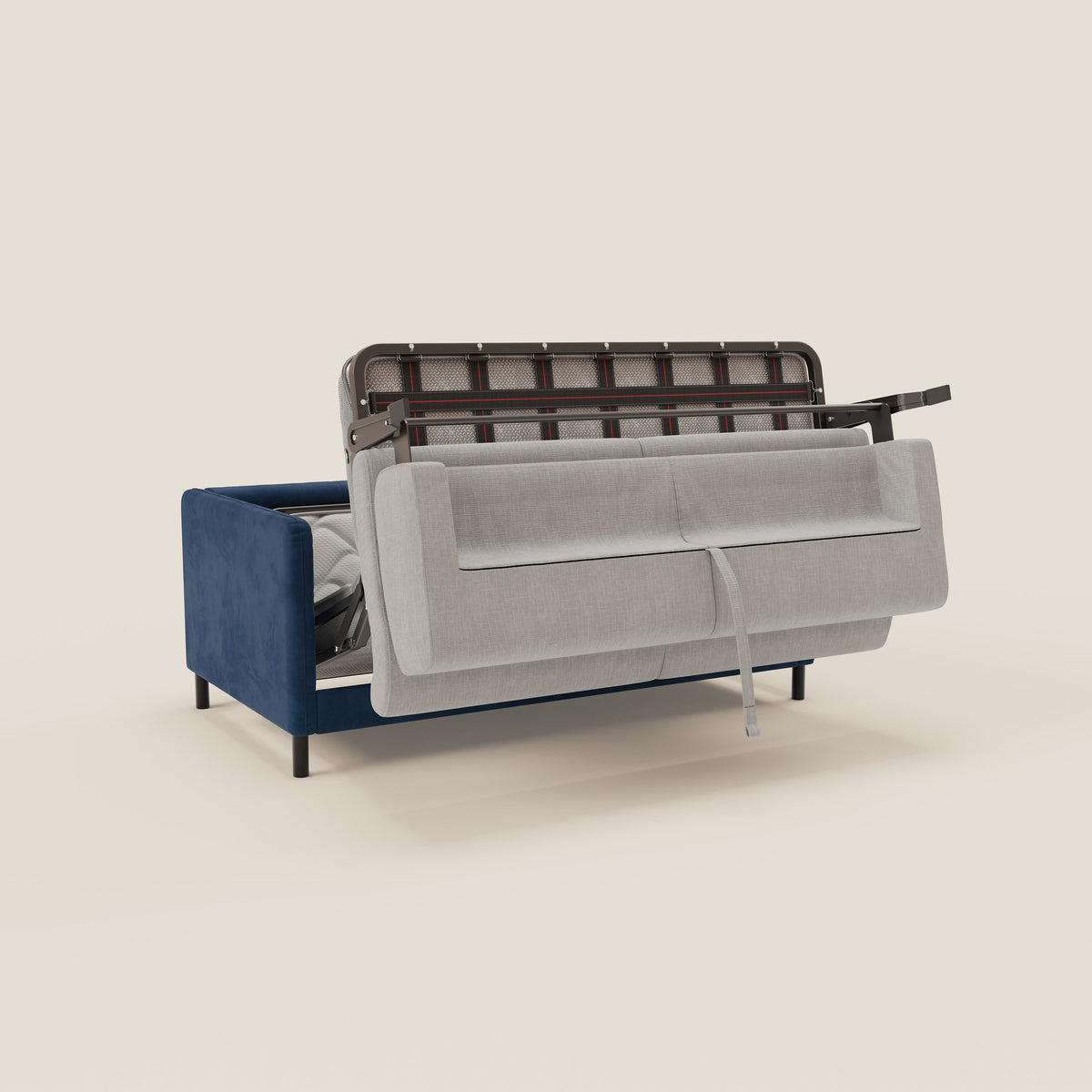 Narciso divano letto desing con materasso H18 cm bicolore con struttura in microfibra smacchiabile e imbottiture in elegante tessuto impermeabile T06 - divitt.sbs