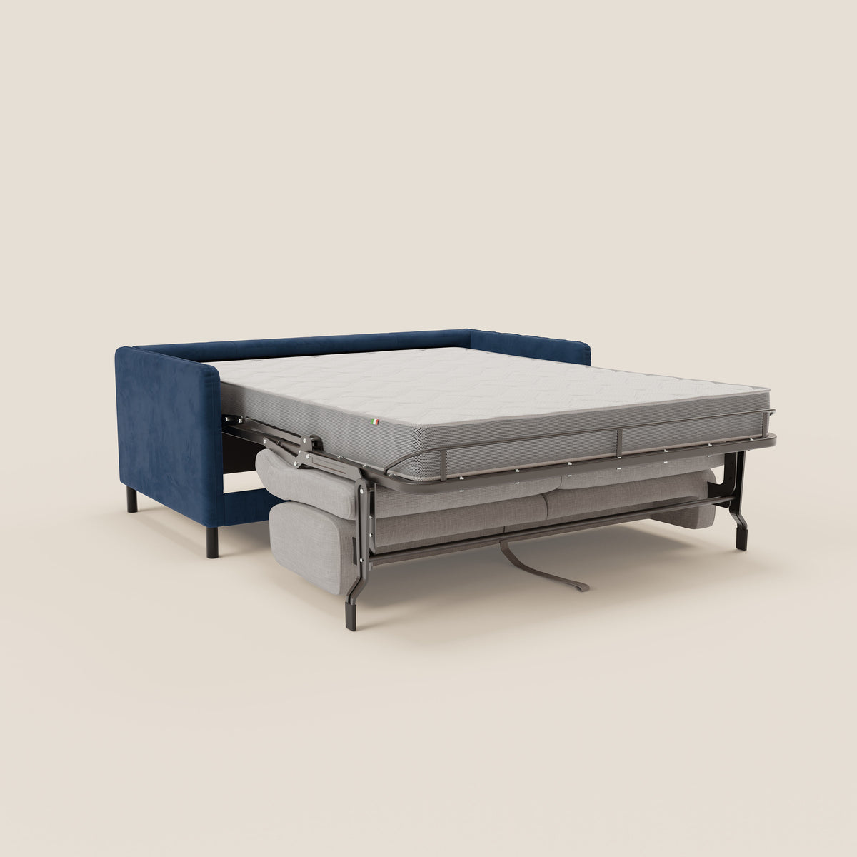 Narciso divano letto desing con materasso H18 cm bicolore con struttura in microfibra smacchiabile e imbottiture in elegante tessuto impermeabile T06 - divitt.sbs