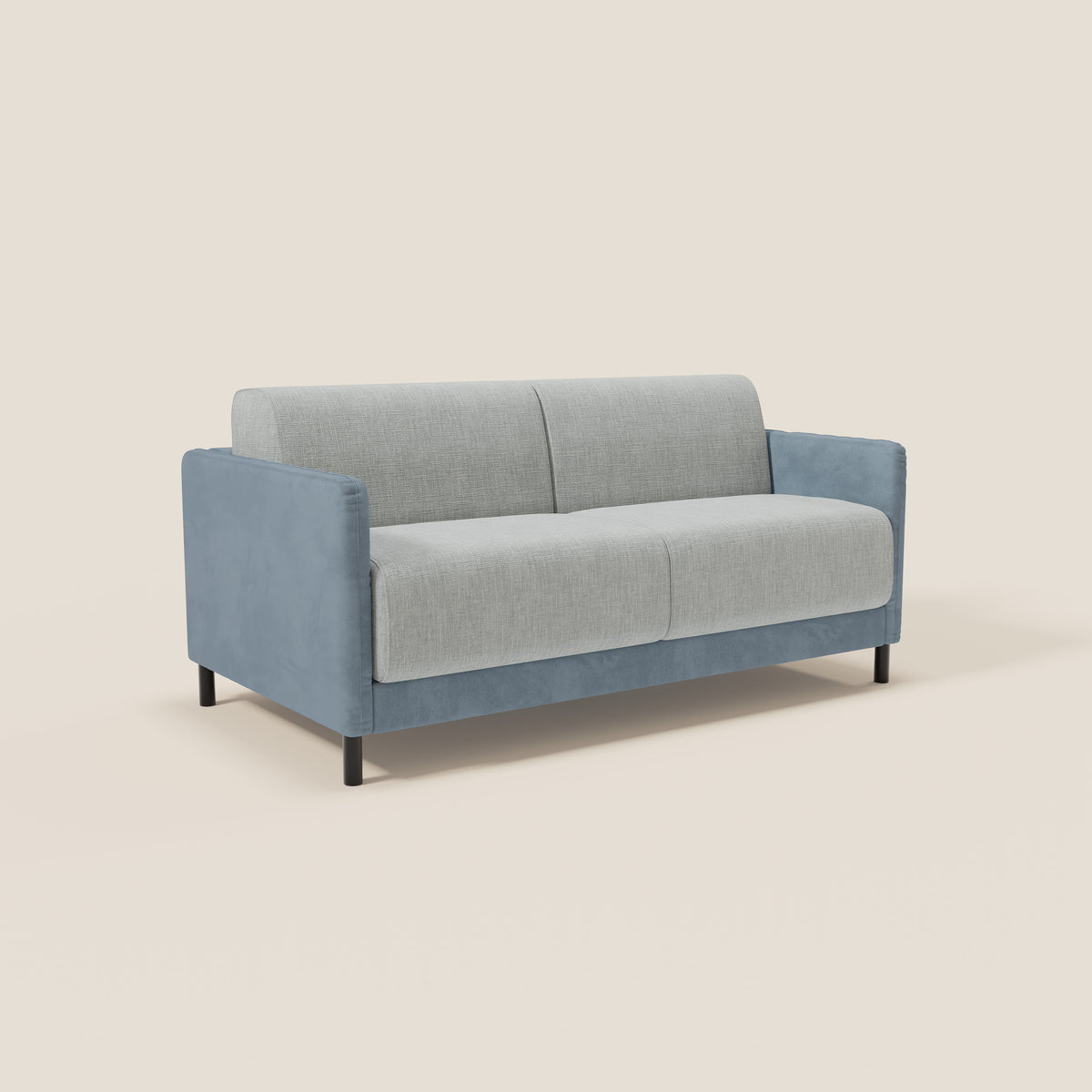 Narciso divano letto desing con materasso H18 cm bicolore con struttura in microfibra smacchiabile e imbottiture in elegante tessuto impermeabile T06 - divitt.sbs