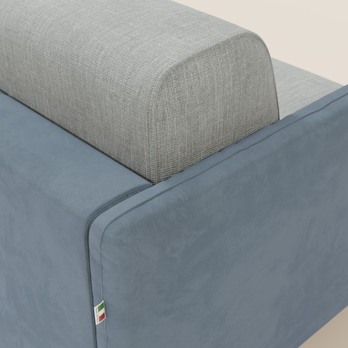 Narciso divano letto desing con materasso H18 cm bicolore con struttura in microfibra smacchiabile e imbottiture in elegante tessuto impermeabile T06 - divitt.sbs