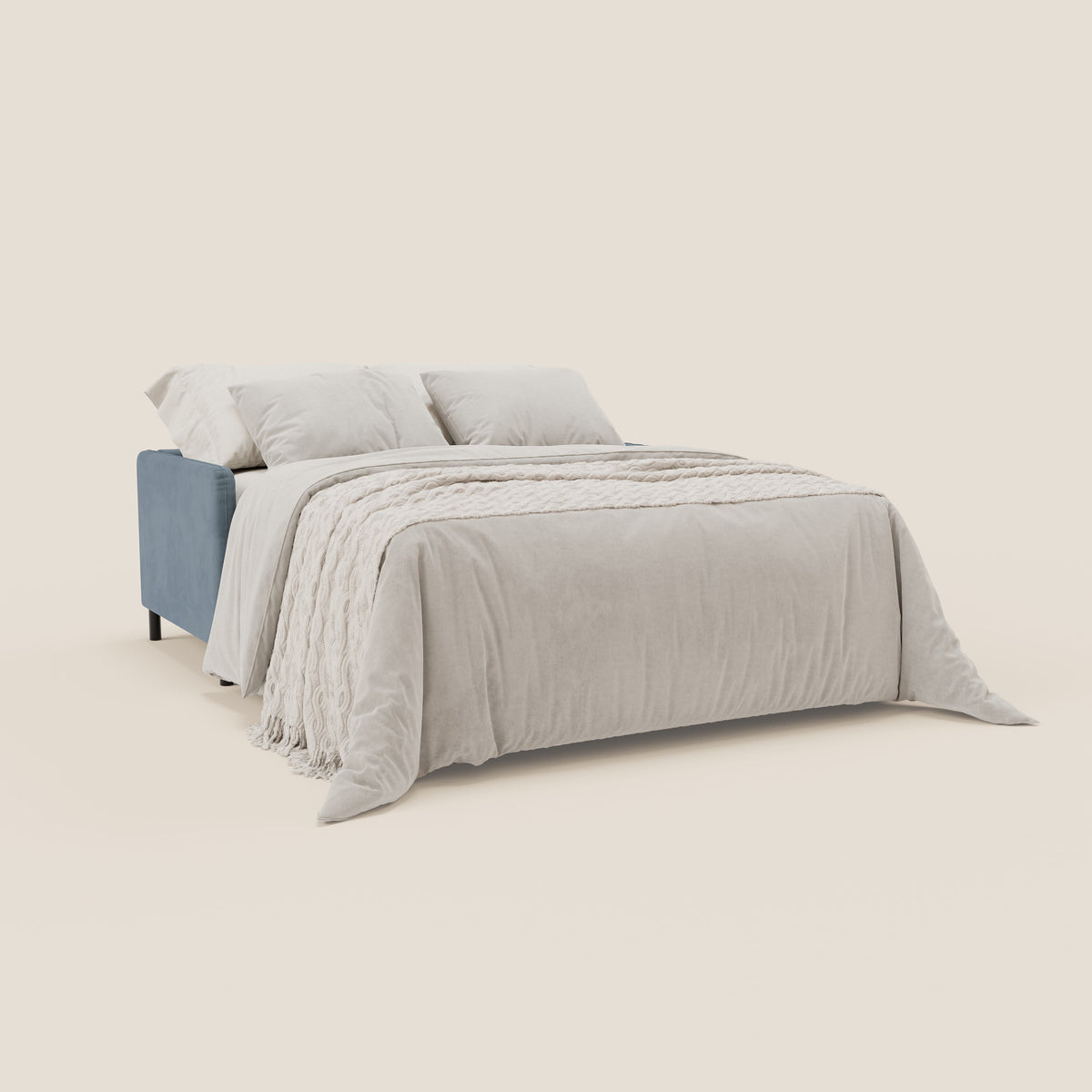 Narciso divano letto desing con materasso H18 cm bicolore con struttura in microfibra smacchiabile e imbottiture in elegante tessuto impermeabile T06 - divitt.sbs