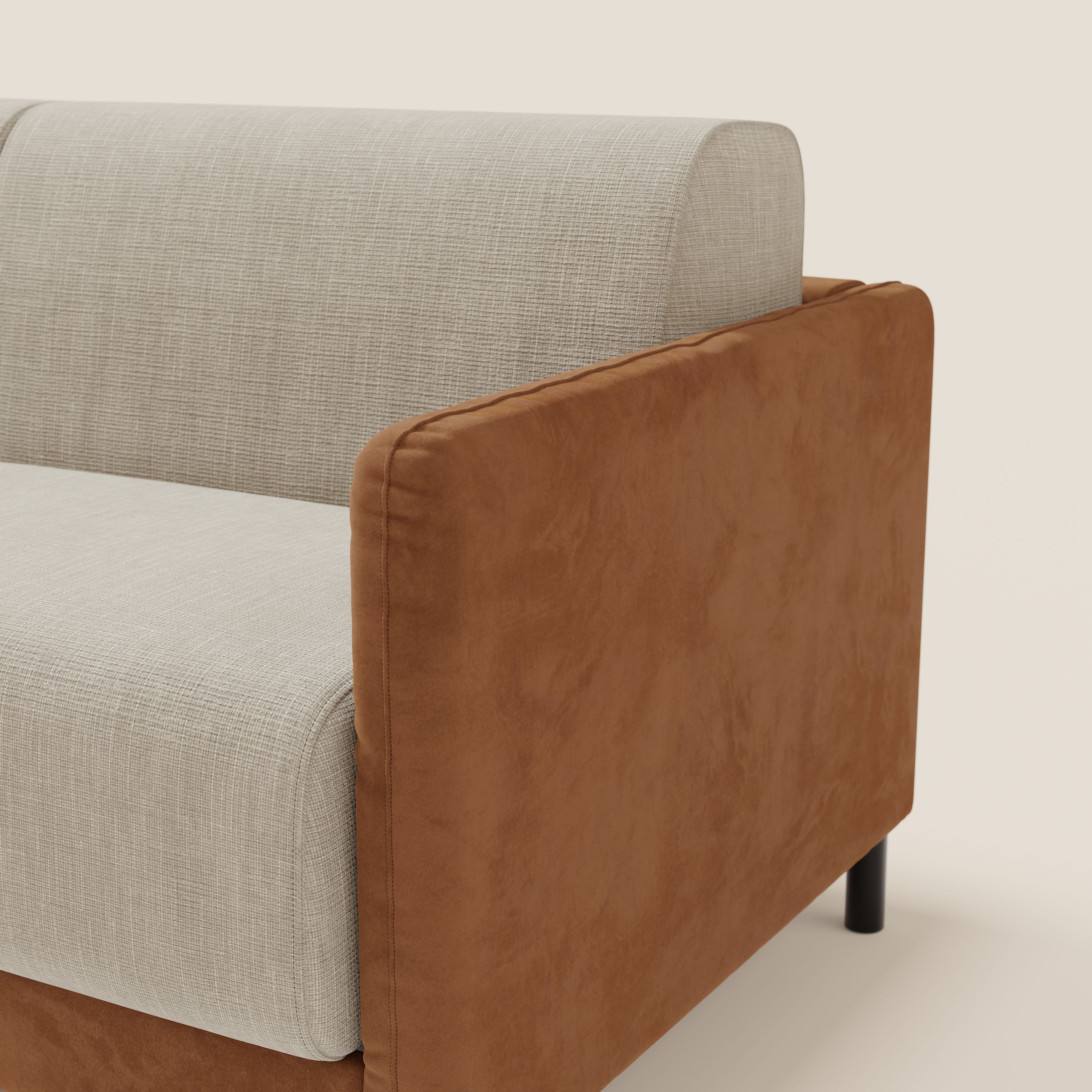 Narciso divano letto desing con materasso H18 cm bicolore con struttura in microfibra smacchiabile e imbottiture in elegante tessuto impermeabile T06 - divitt.sbs