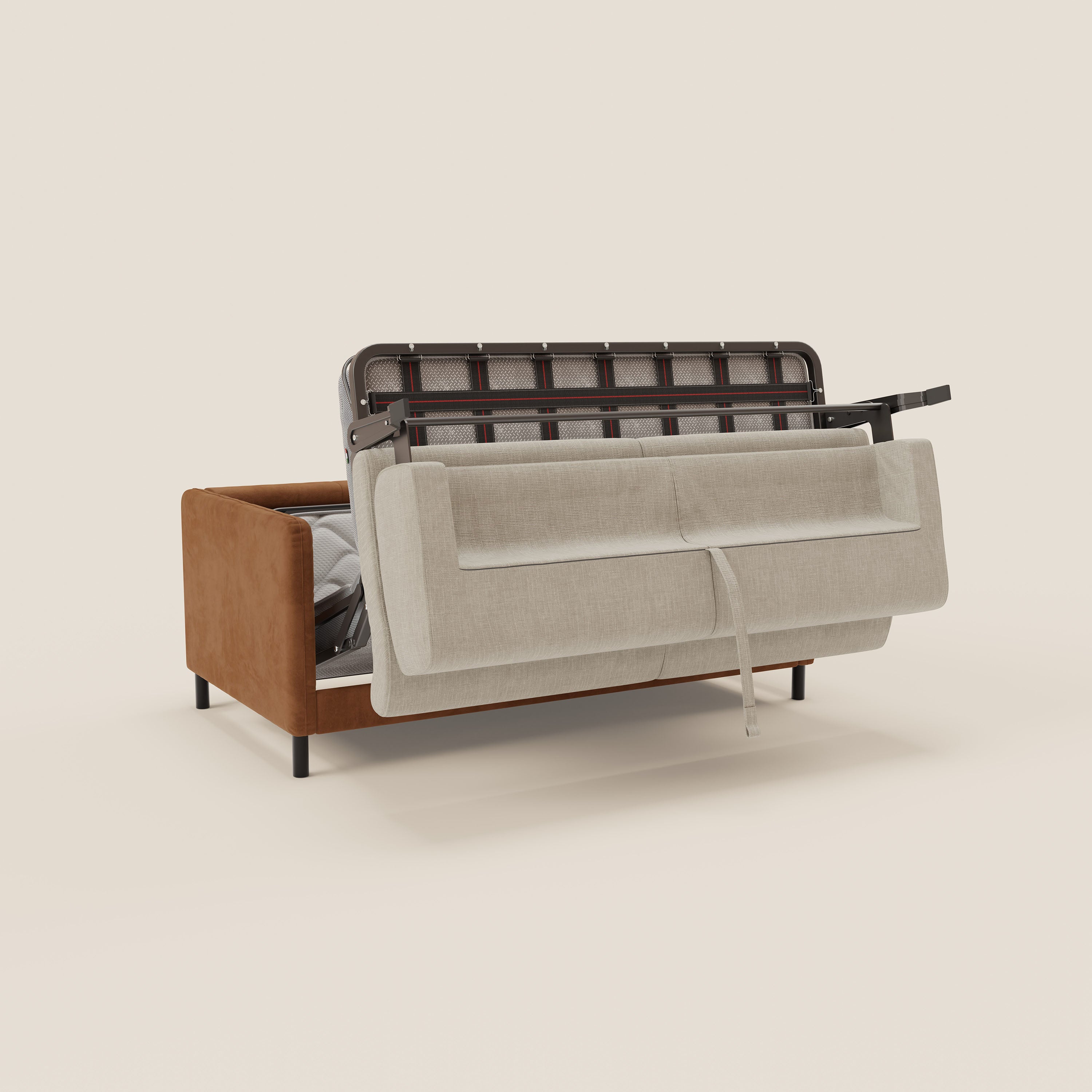 Narciso divano letto desing con materasso H18 cm bicolore con struttura in microfibra smacchiabile e imbottiture in elegante tessuto impermeabile T06 - divitt.sbs