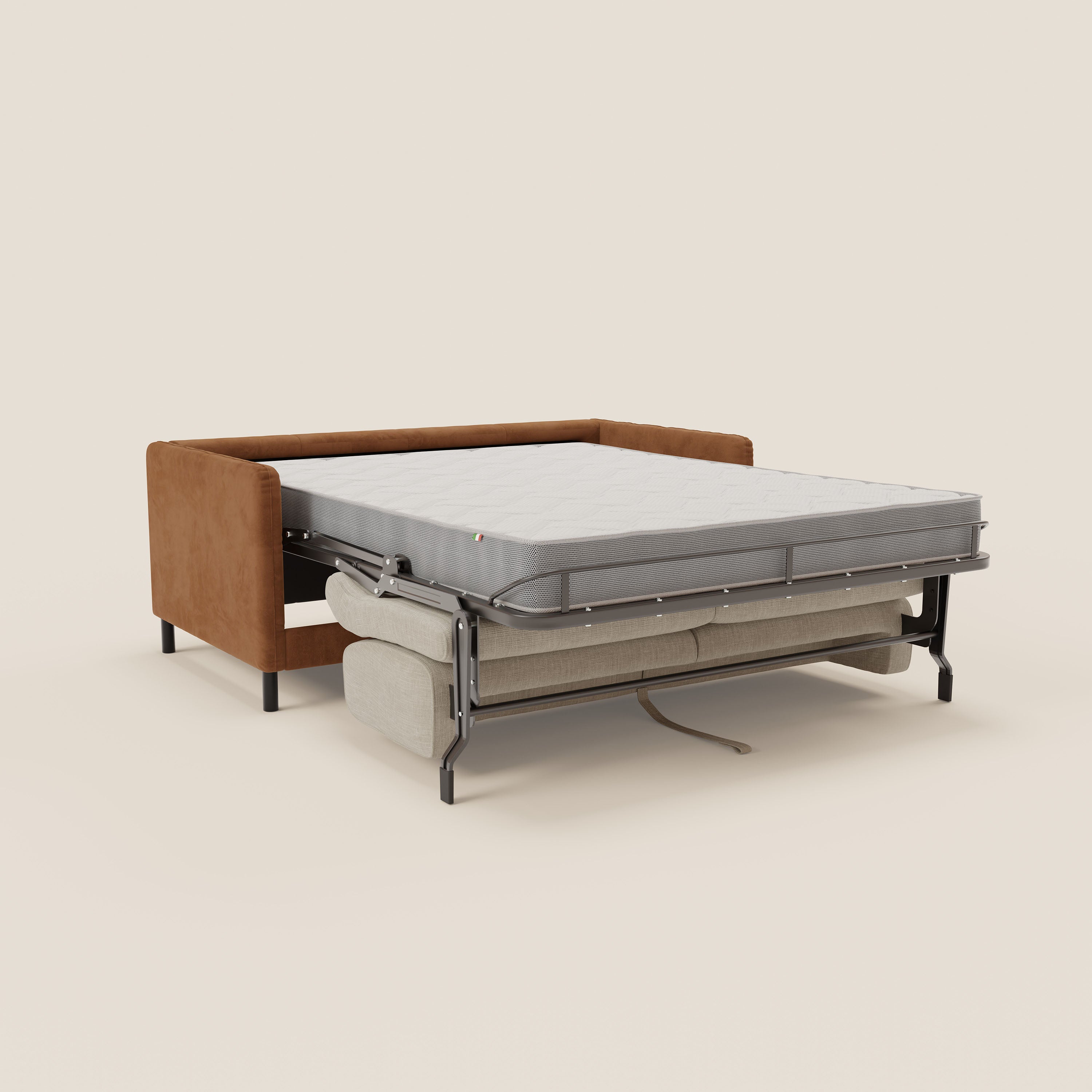 Narciso divano letto desing con materasso H18 cm bicolore con struttura in microfibra smacchiabile e imbottiture in elegante tessuto impermeabile T06 - divitt.sbs