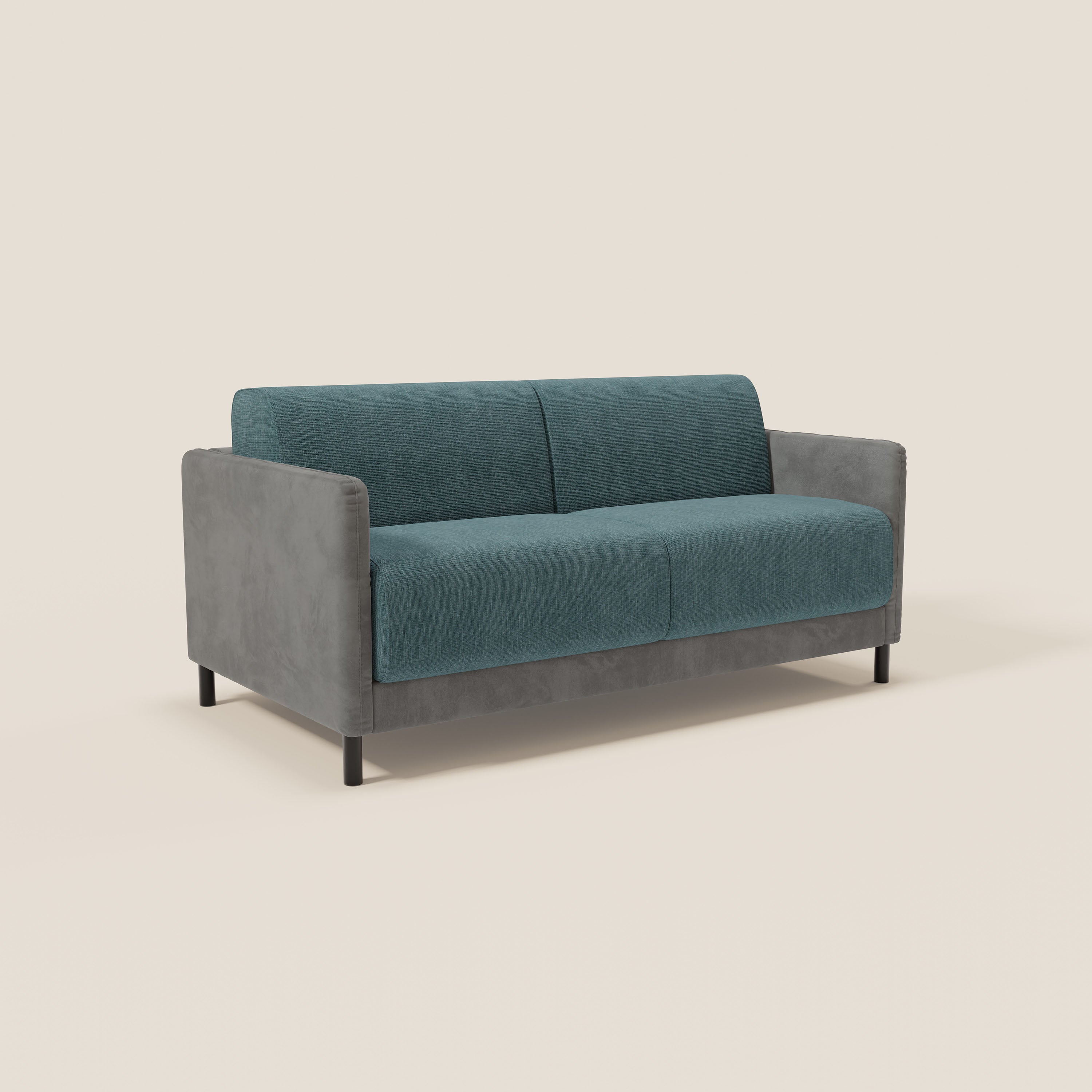 Narciso divano letto desing con materasso H18 cm bicolore con struttura in microfibra smacchiabile e imbottiture in elegante tessuto impermeabile T06 - divitt.sbs